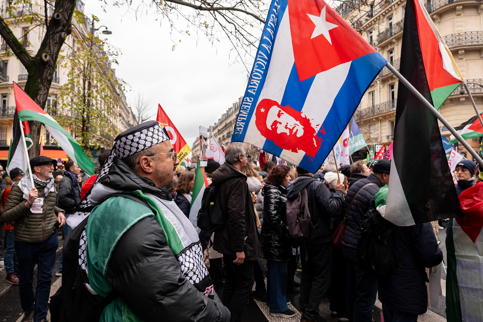 Paris for Palestine, gathering of multiple associations in solidarity with Palestine, Place de la Republique down to boulevard Voltaire, Paris, France, November 29th, 2025, by Maria Kalafatsi