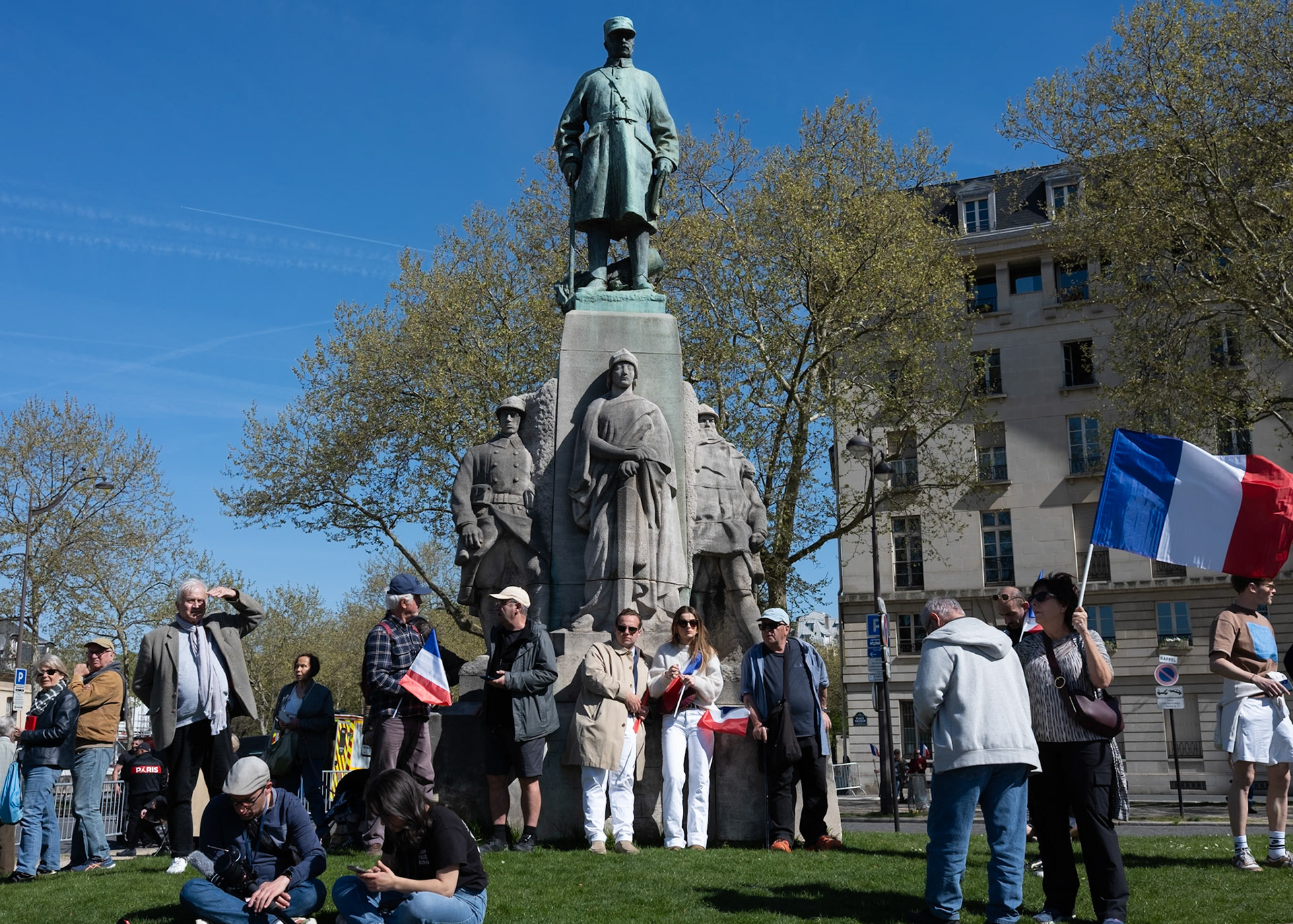 National Rally demonstration, behind the Hotel D'Invalides, in Paris, France, on April 6th 2025. To protest against the sentencing of Marine Le Pen from the french judiciary system. Paris, April 6th, by Maria KALAFATSI