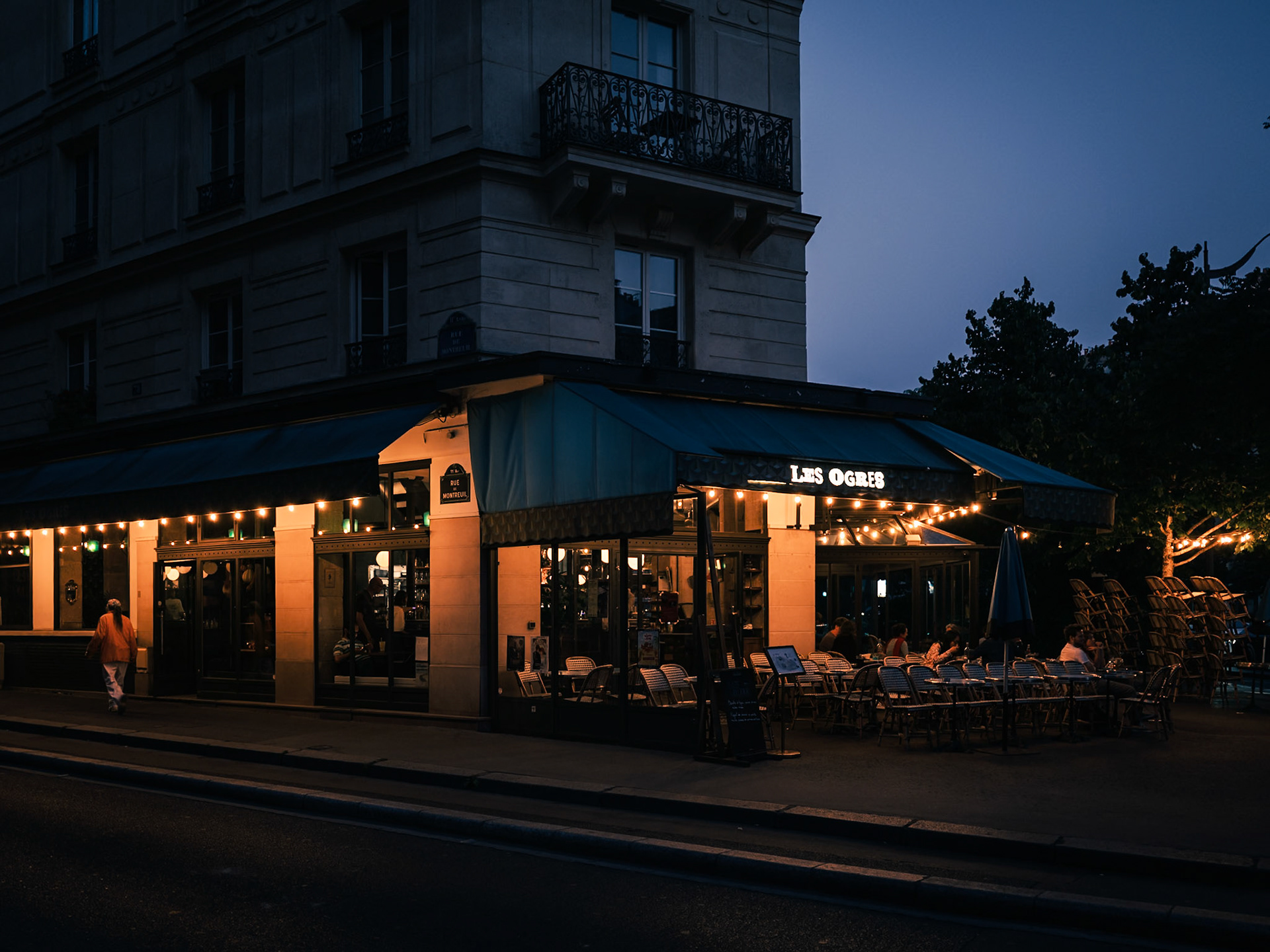 Brasserie Les Ogres, attacked on November 13th 2015, known as Le comptoir Voltaire, Paris 11th arrondisement, France, June 2025, by Maria Kalafatsi