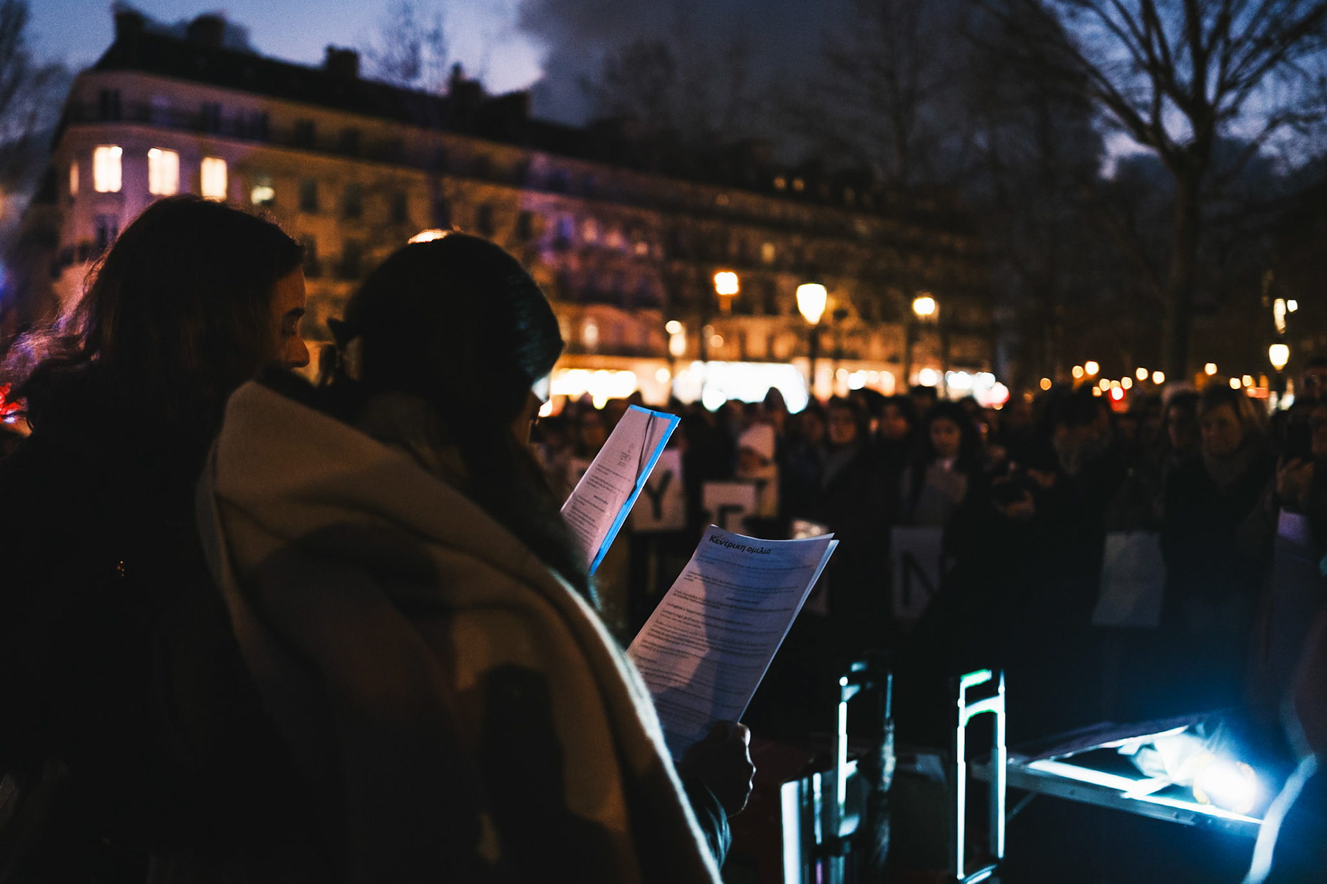 Tempi 2023 Greek Demonstration in Paris, for the 2 year anniversary of the Tempi crime in Greece, a train accident that killed 57 people. In Place de la Republique, Paris, France, February 28th 2025, by Maria KALAFATSI.