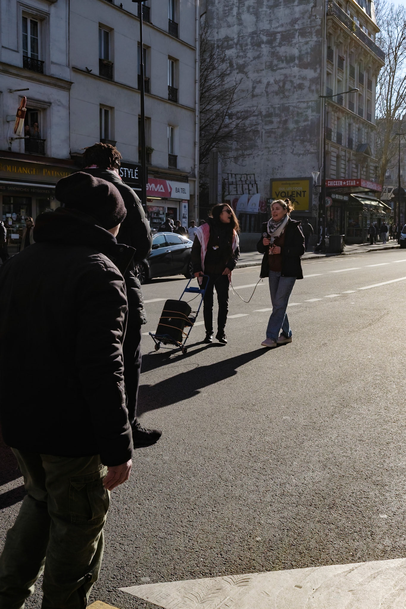 Crowd protesting in favor of the release of George Abdallah from French Prison, starting the protest outside of Marx Dormoy metro station in Paris, France, on February 1st, 2025. After  40 years in prison, the lebanese's release is still being postponed. Paris, February 1st, Maria Kalafatsi.