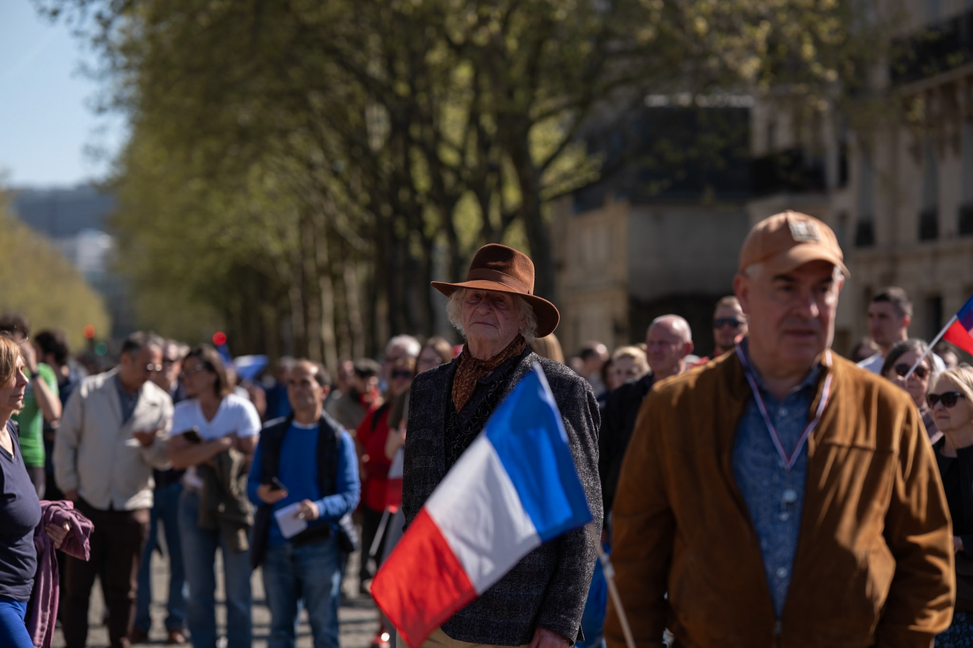 National Rally demonstration, behind the Hotel D'Invalides, in Paris, France, on April 6th 2025. To protest against the sentencing of Marine Le Pen from the french judiciary system. Paris, April 6th, by Maria KALAFATSI