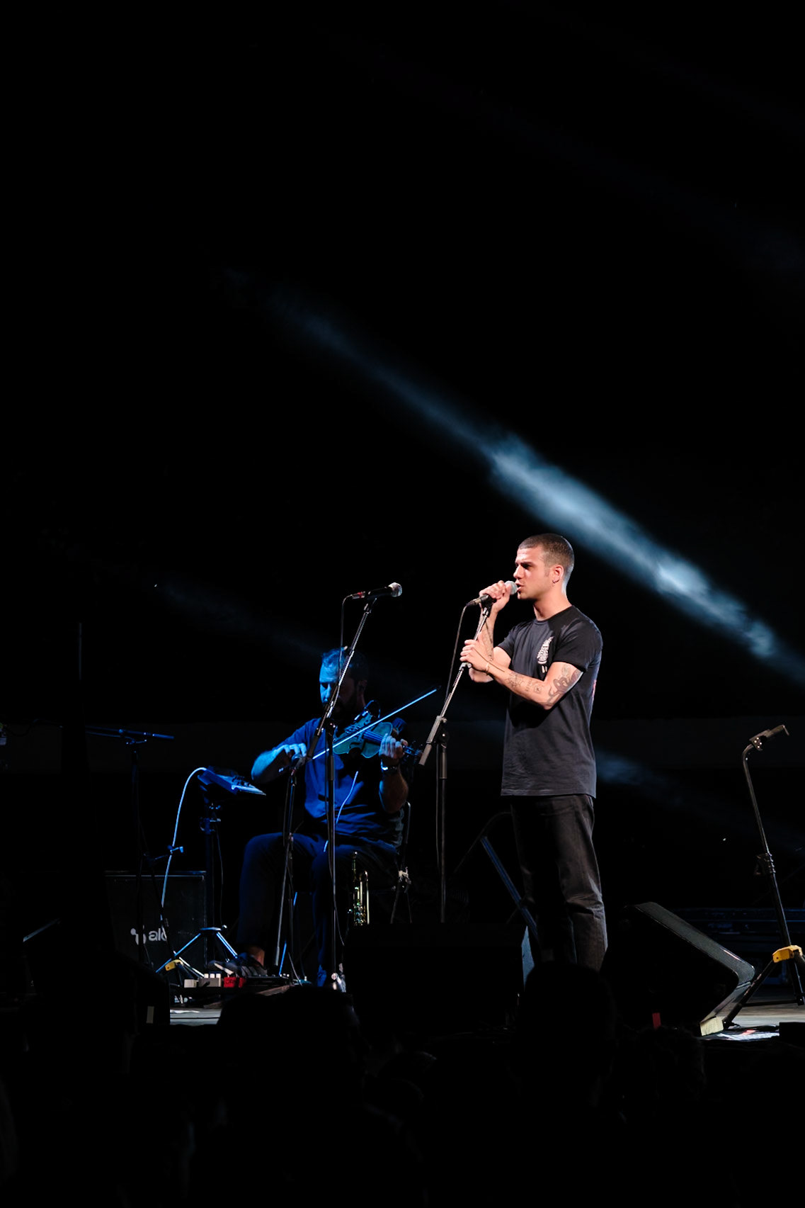 Sokratis Malamas, Ioulia Karapataki, Giannis Malamas, music concert at Nea Moudania, Chalkidiki, Nea Propontida, Greece, August 2025, by Maria Kalafatsi