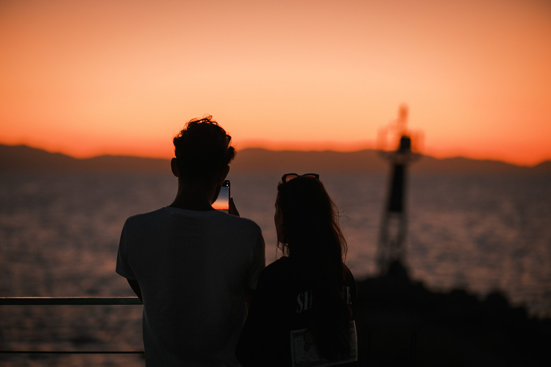Sunset portrait of a couple in Nea Potidea, Chalkidiki, Macedonia, Greece, September 2025, by Maria Kalafatsi
