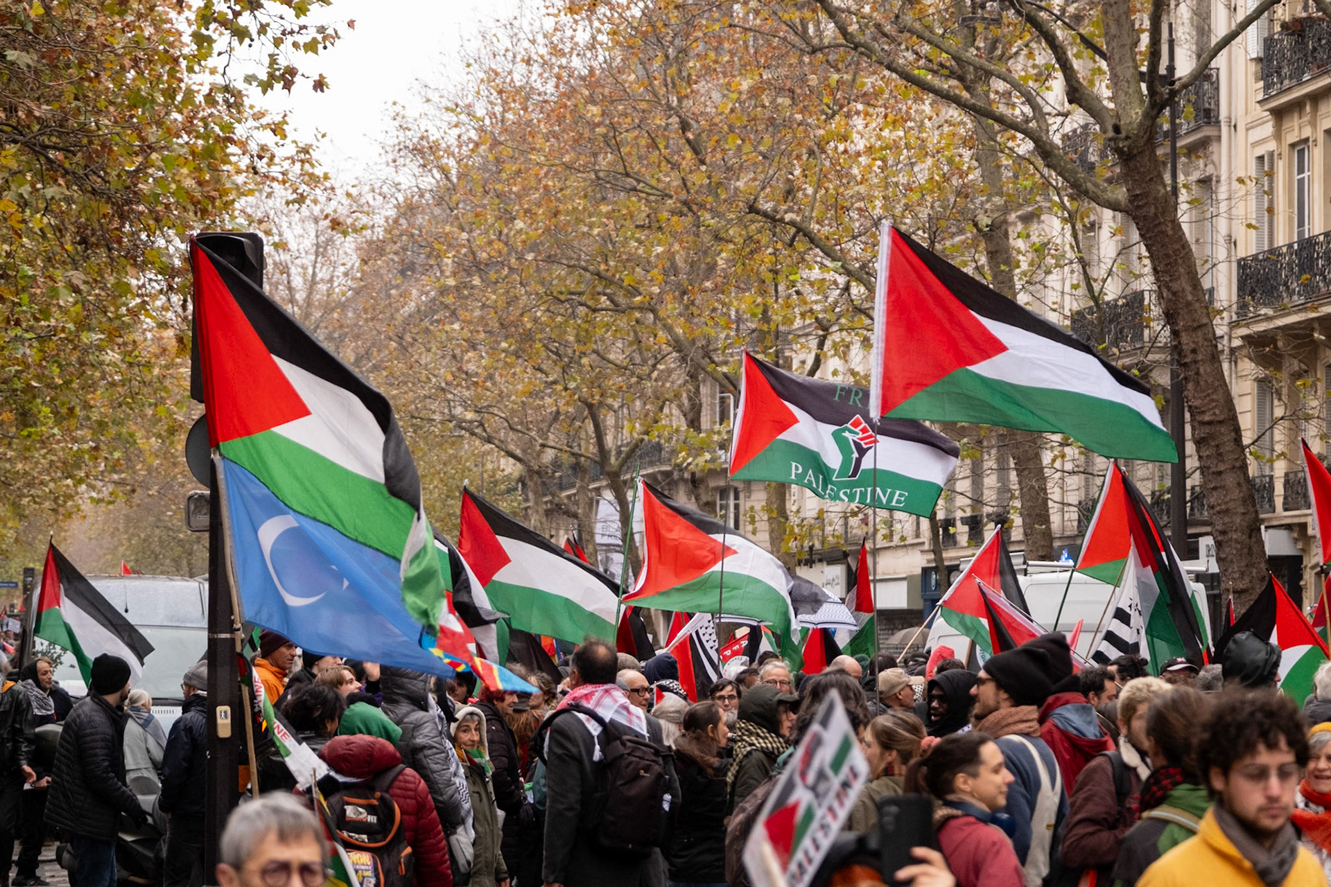Paris for Palestine, gathering of multiple associations in solidarity with Palestine, Place de la Republique down to boulevard Voltaire, Paris, France, November 29th, 2025, by Maria Kalafatsi