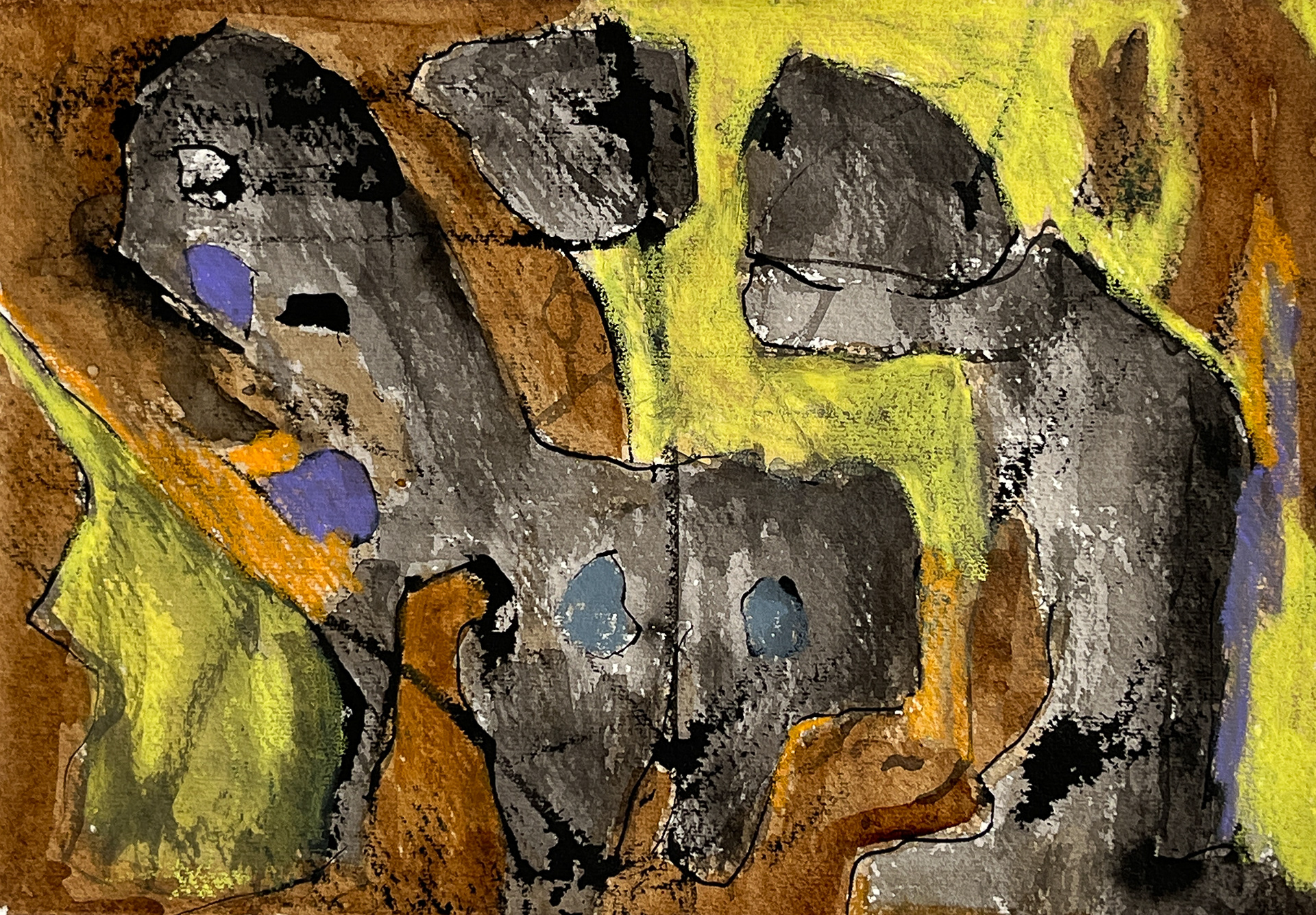 (solgt) 2022 A4 papir, tusch og pastel på papir, 21x29,7 cm. solgt