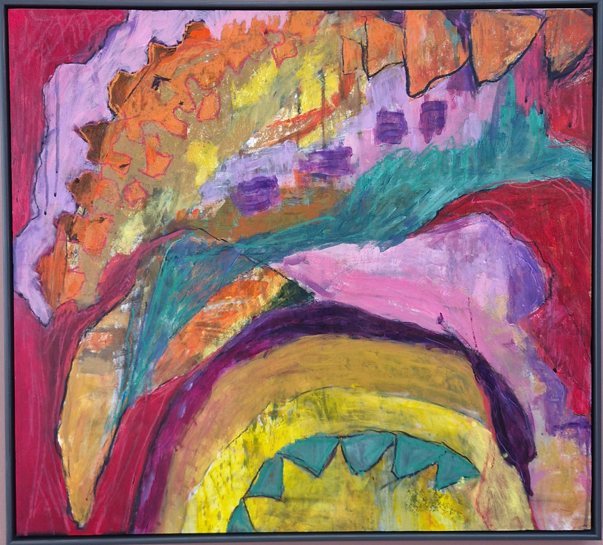 6500 kr. (incl. træramme) 65,5x74 cm Akryl og pastel på papir 2025