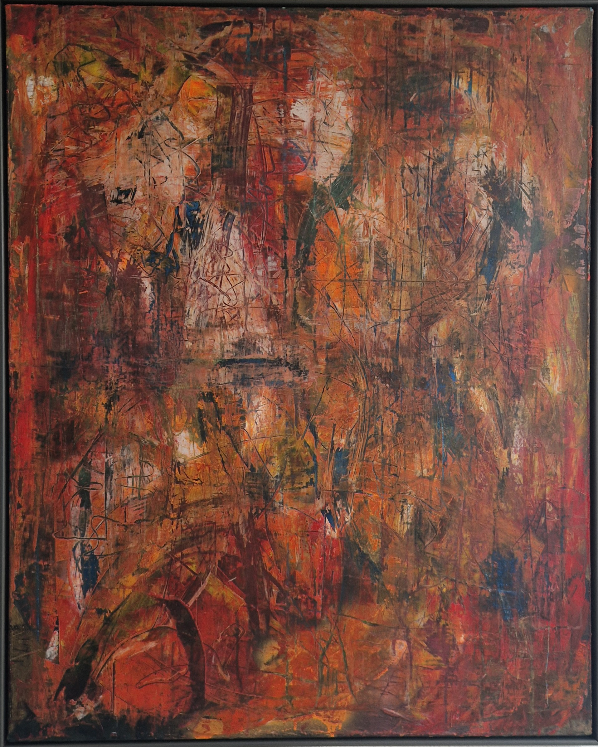 8300 kr. (incl. træramme)80x100 cm Akryl på lærred 2024 titel: Kaos