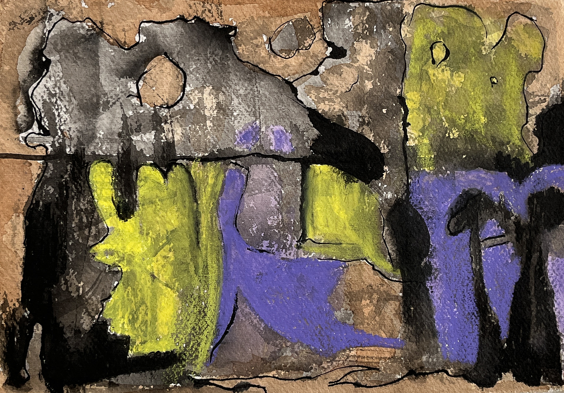 900 kr. februar 2022, tusch og pastel på papir, 21x29,7 cm.