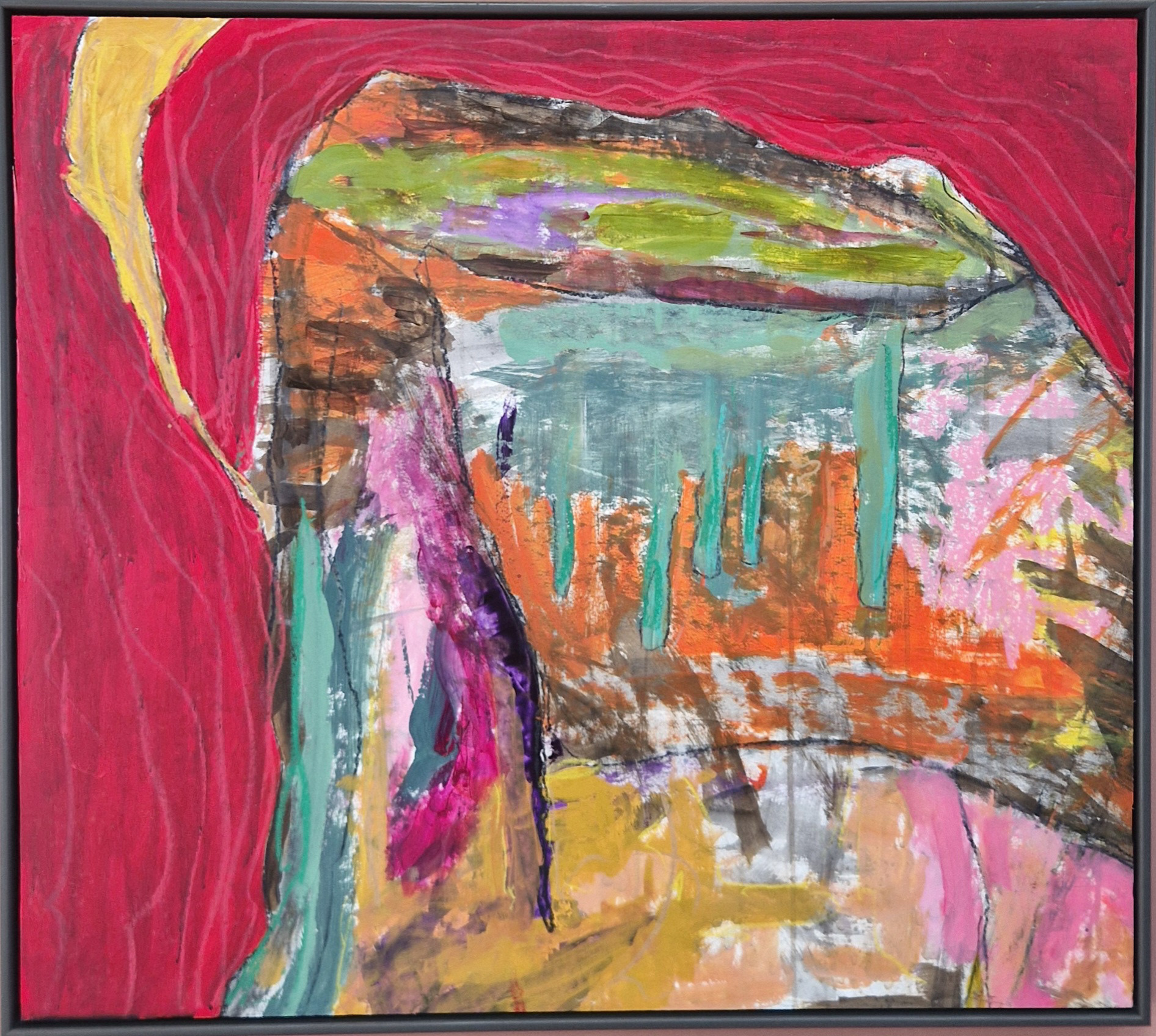 6500 kr.(incl. træramme) 65,5x74 cm Akryl og pastel på papir 2025