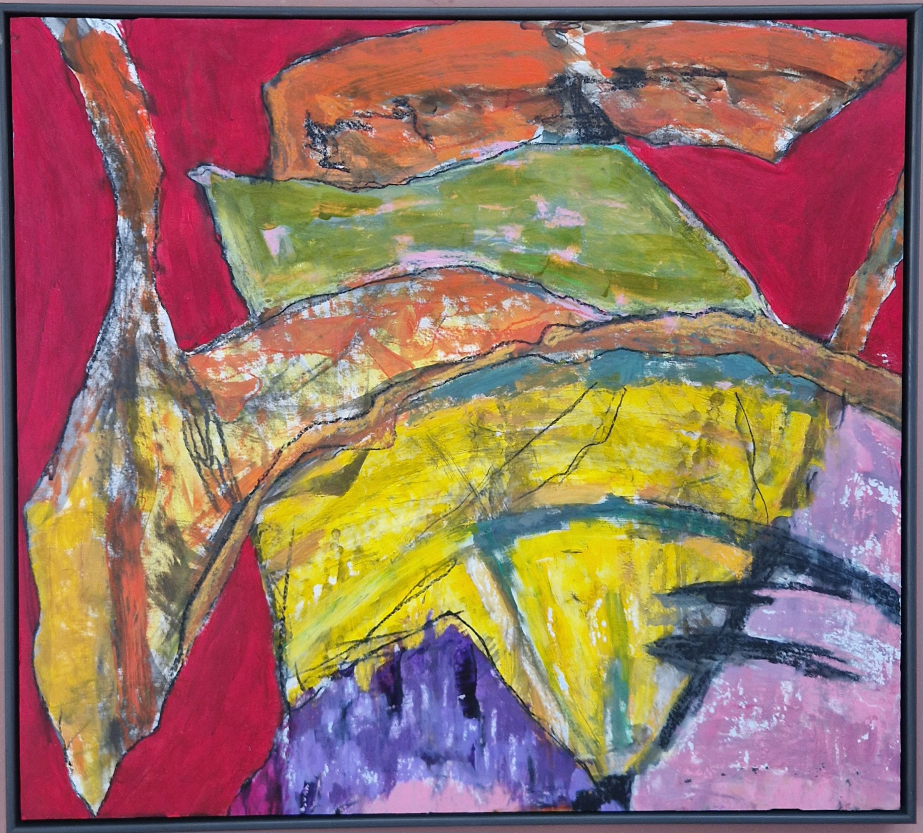 6500 kr. (incl. træramme)  65,5x74 cm Akryl og pastel på papir 2025