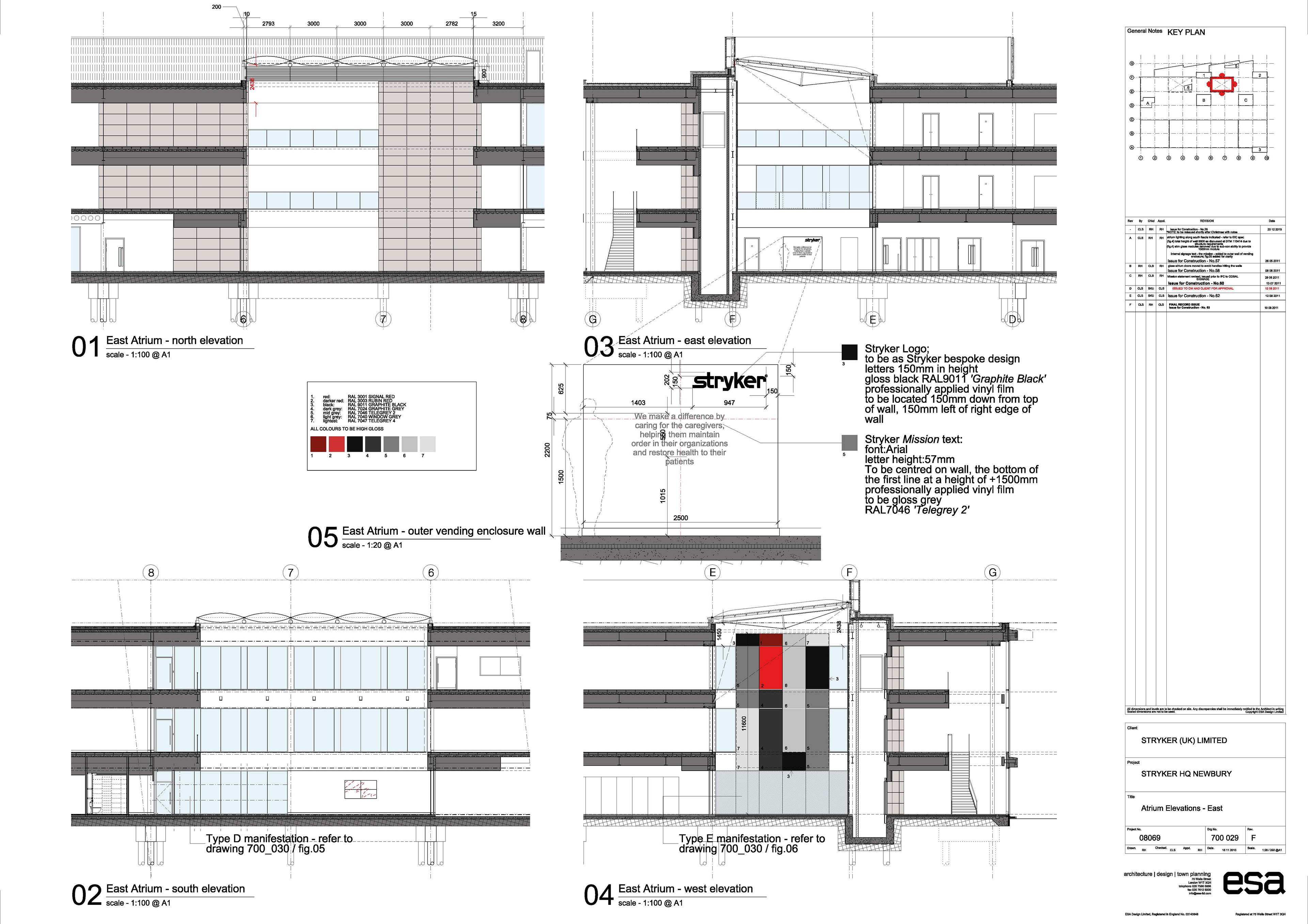 INTERNAL SECTIONAL ELEVATIONS through East artium