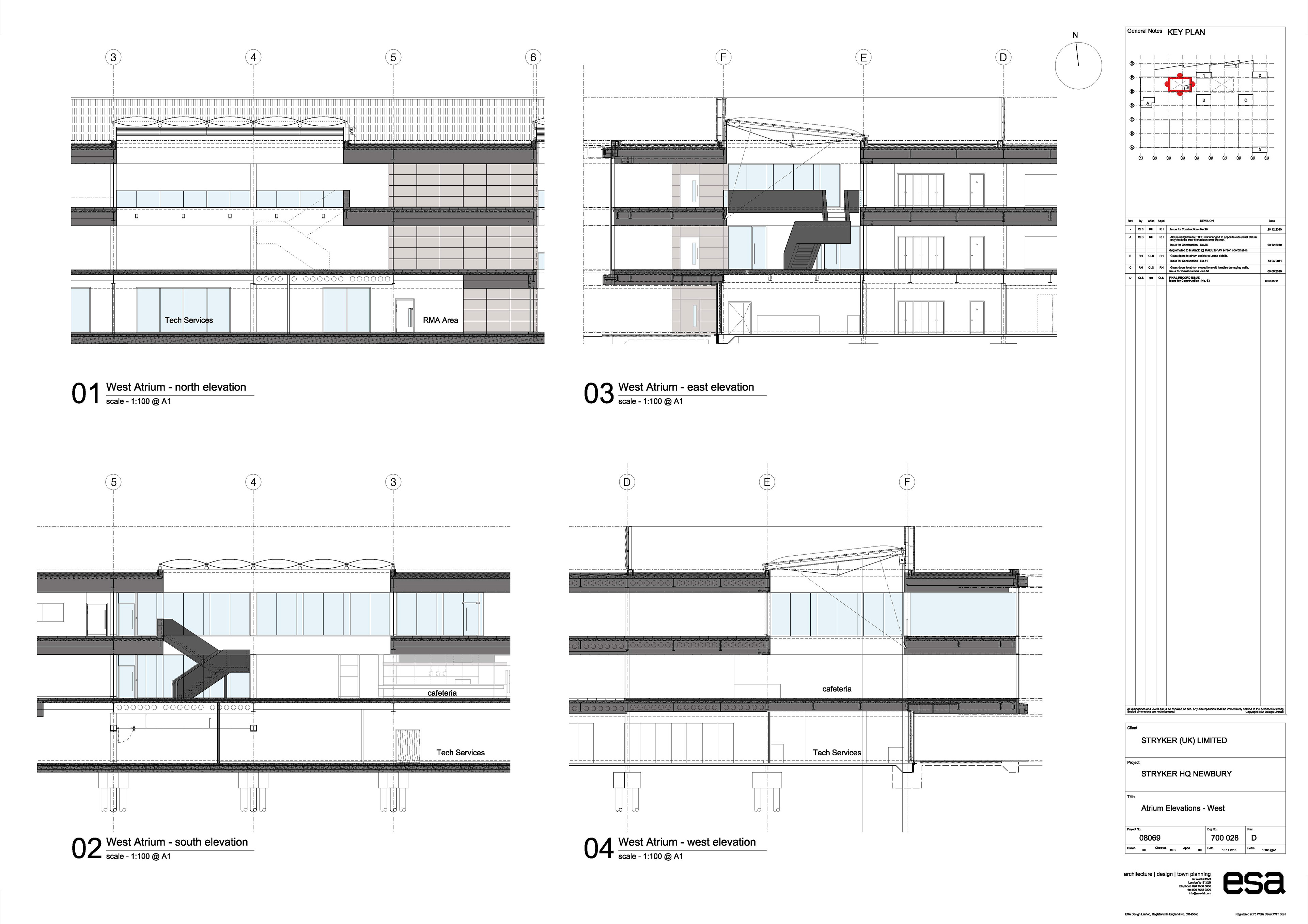INTERNAL SECTIONAL ELEVATIONS through West artium