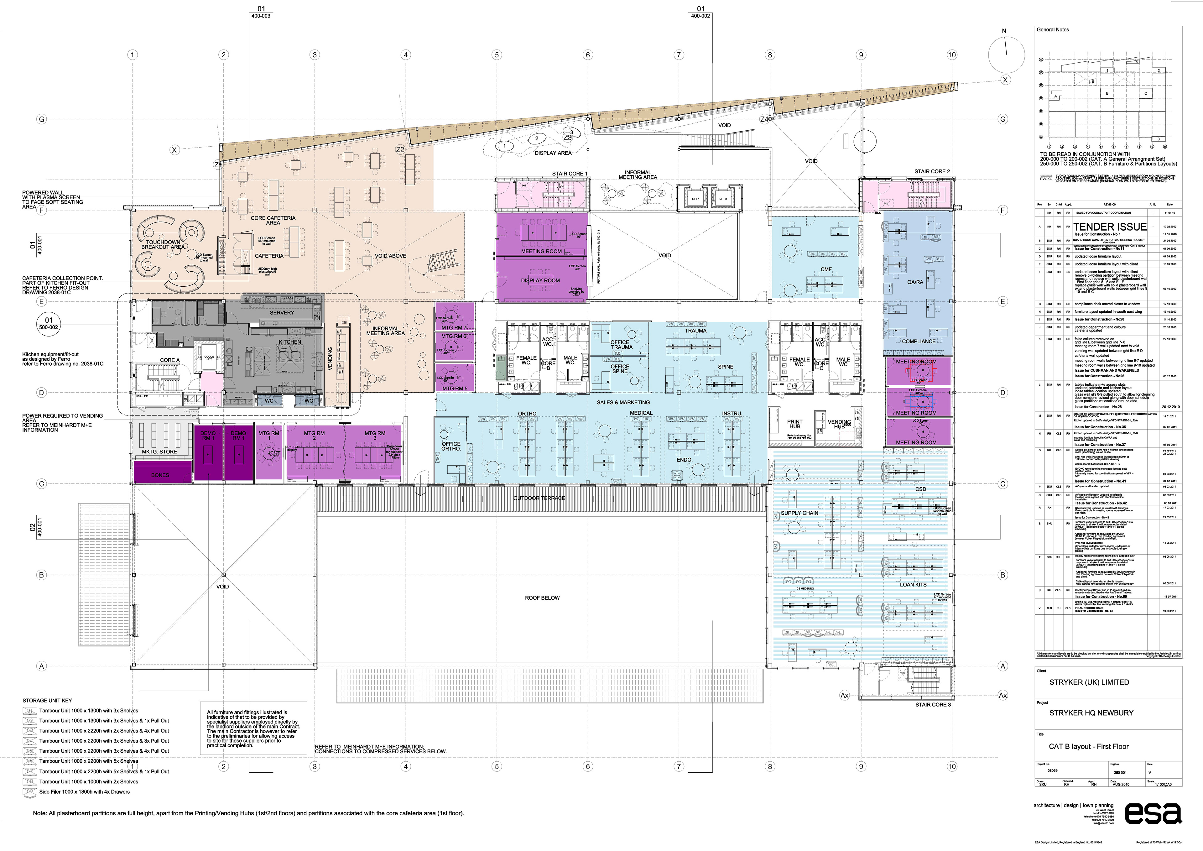 FIRST FLOOR PLAN with room + furniture layout (CAT B + CAT C)