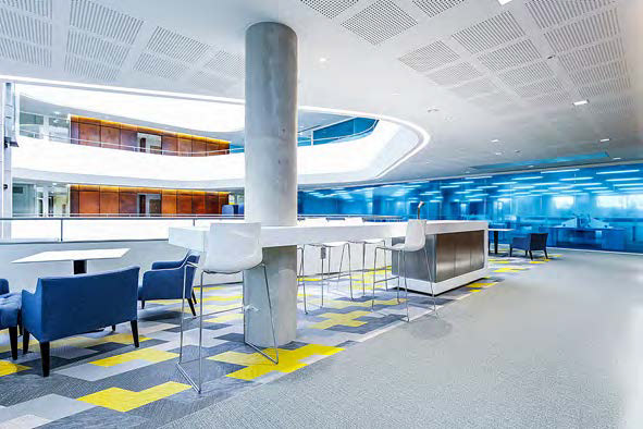 Coffee "reefs" were positioned at each level in the central atrium. Facilities ensured that safety was paramount via the use of Zip taps.
