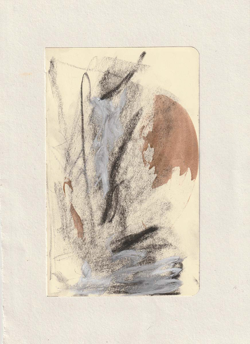 charcoal, pastel and ink on paper
