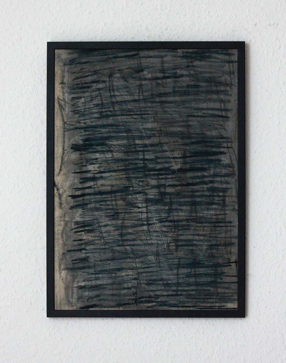 hard pastel, charcoal and ink on canvas