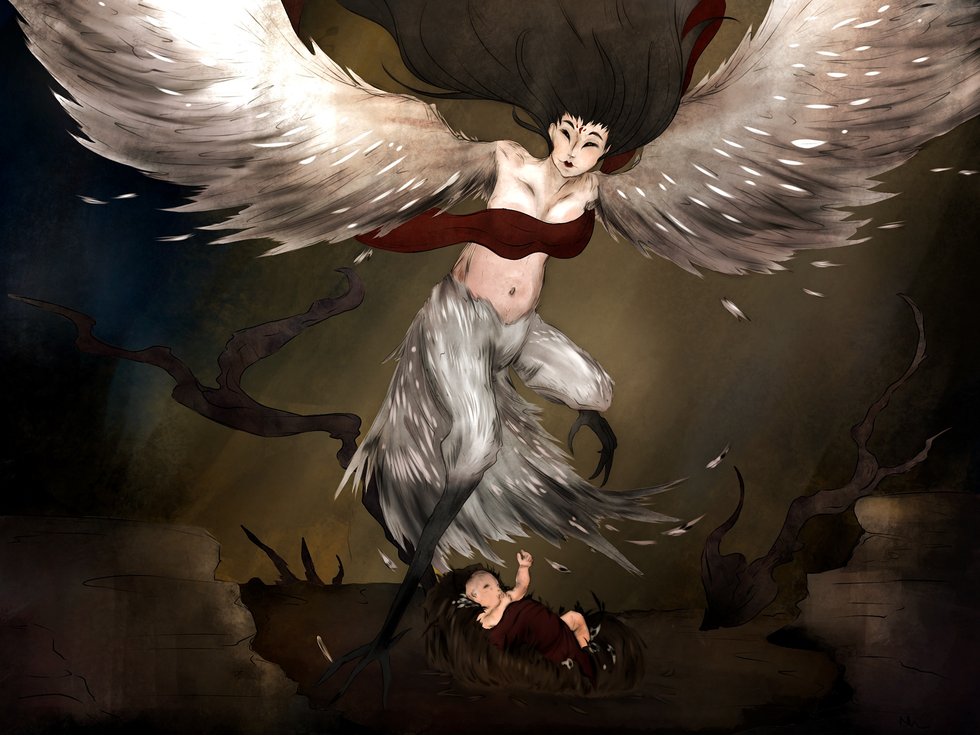 Mother Bird Illustration