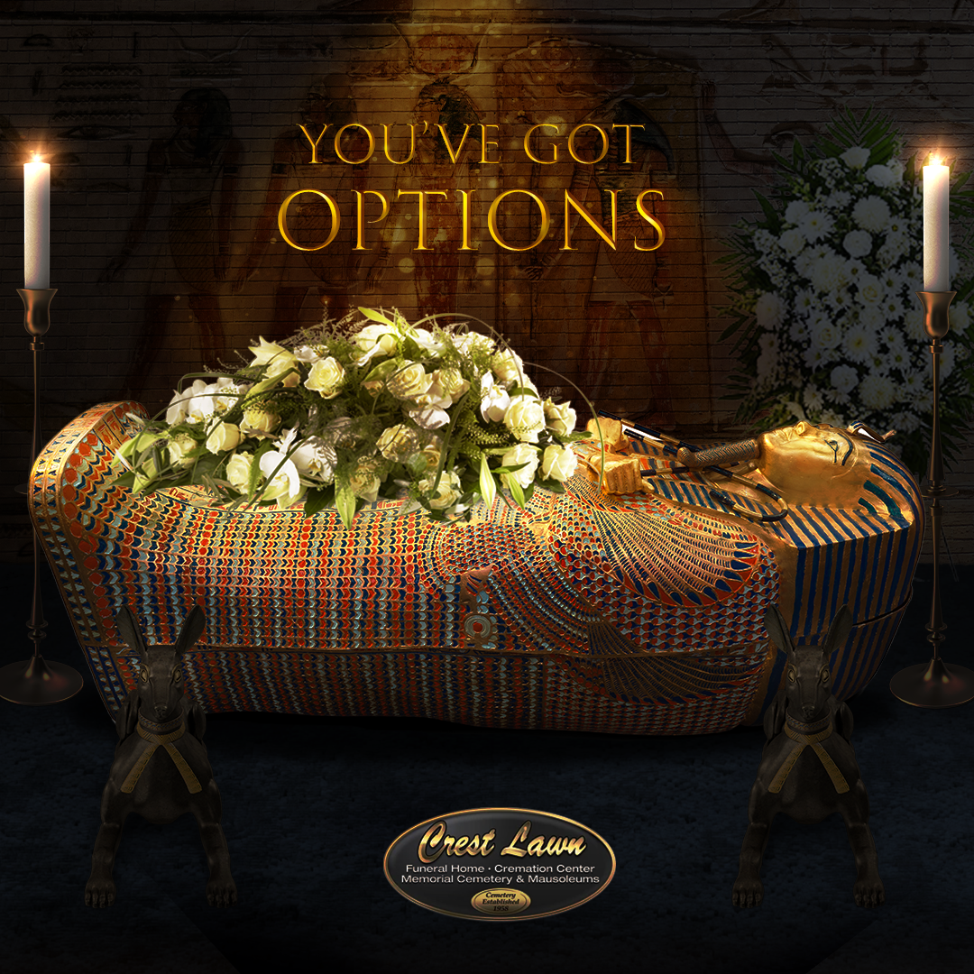 This ad was created for a funeral company in Tennessee. The idea is that the funeral company can give its clients any funeral that they want. When thinking about funerals and how people celebrate the end of their lives, my thoughts turned to the Egyptians. No one can do a funeral like the Egyptians. Their whole culture primarily centers around the idea that their ruler was a God and a human symbol of Osiris, the dead king. With the Egyptians in mind, I decided to create an Egyptian funeral scene to push the envelope on the idea that the funeral company can give its client options. This ad was entirely created from scratch using stock images. Everything from the flowers to the background was carefully gathered. Some shadows were even painted on by hand to give it an accurate look. It is one of my most favorite ads. 