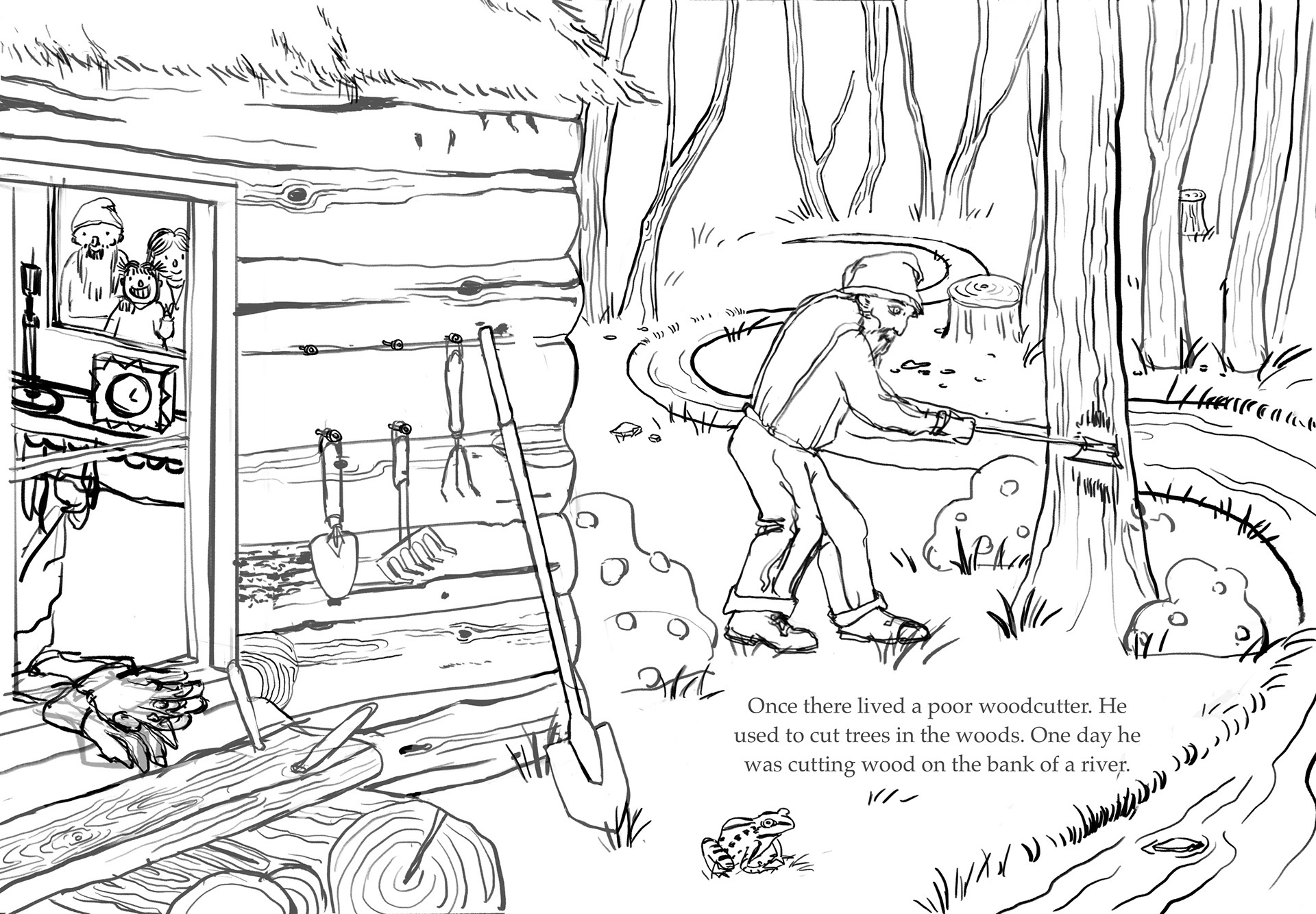 The Honest Woodcutter; book dummy; 2022