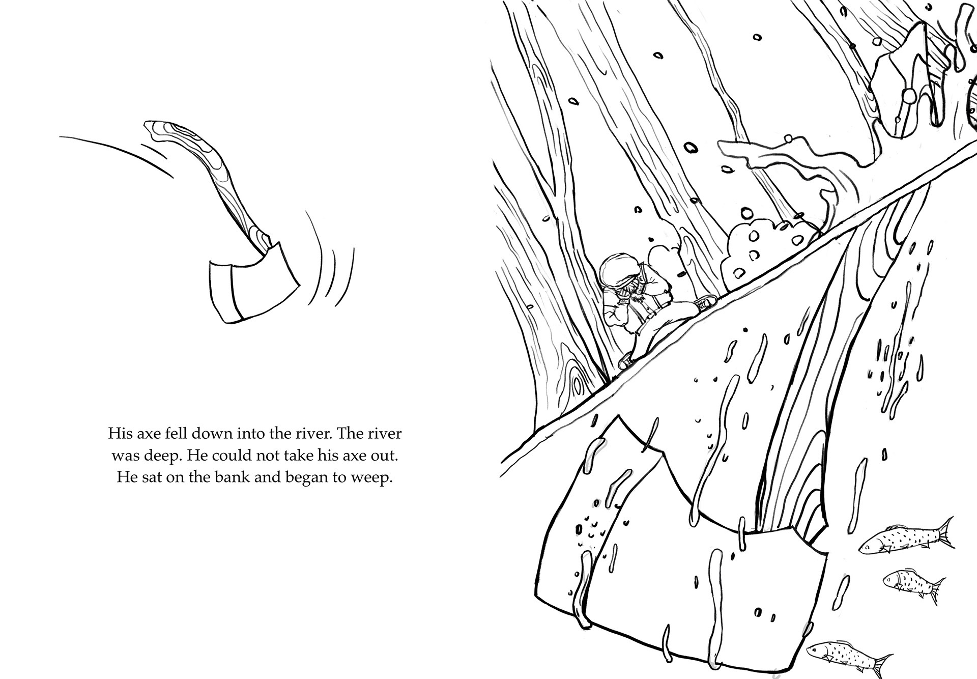 The Honest Woodcutter; book dummy, 2022