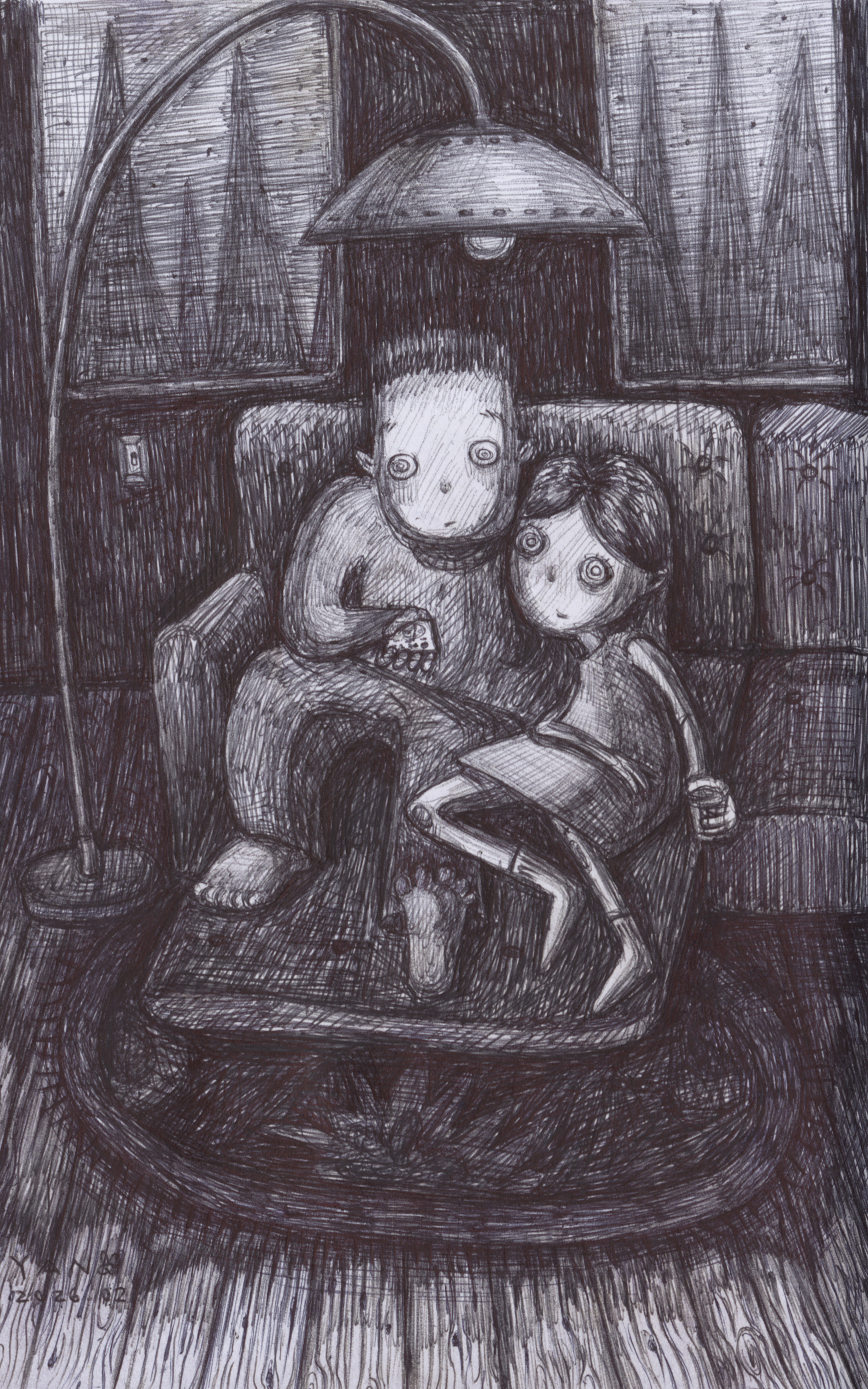 Grey Area, ink on paper, 2026