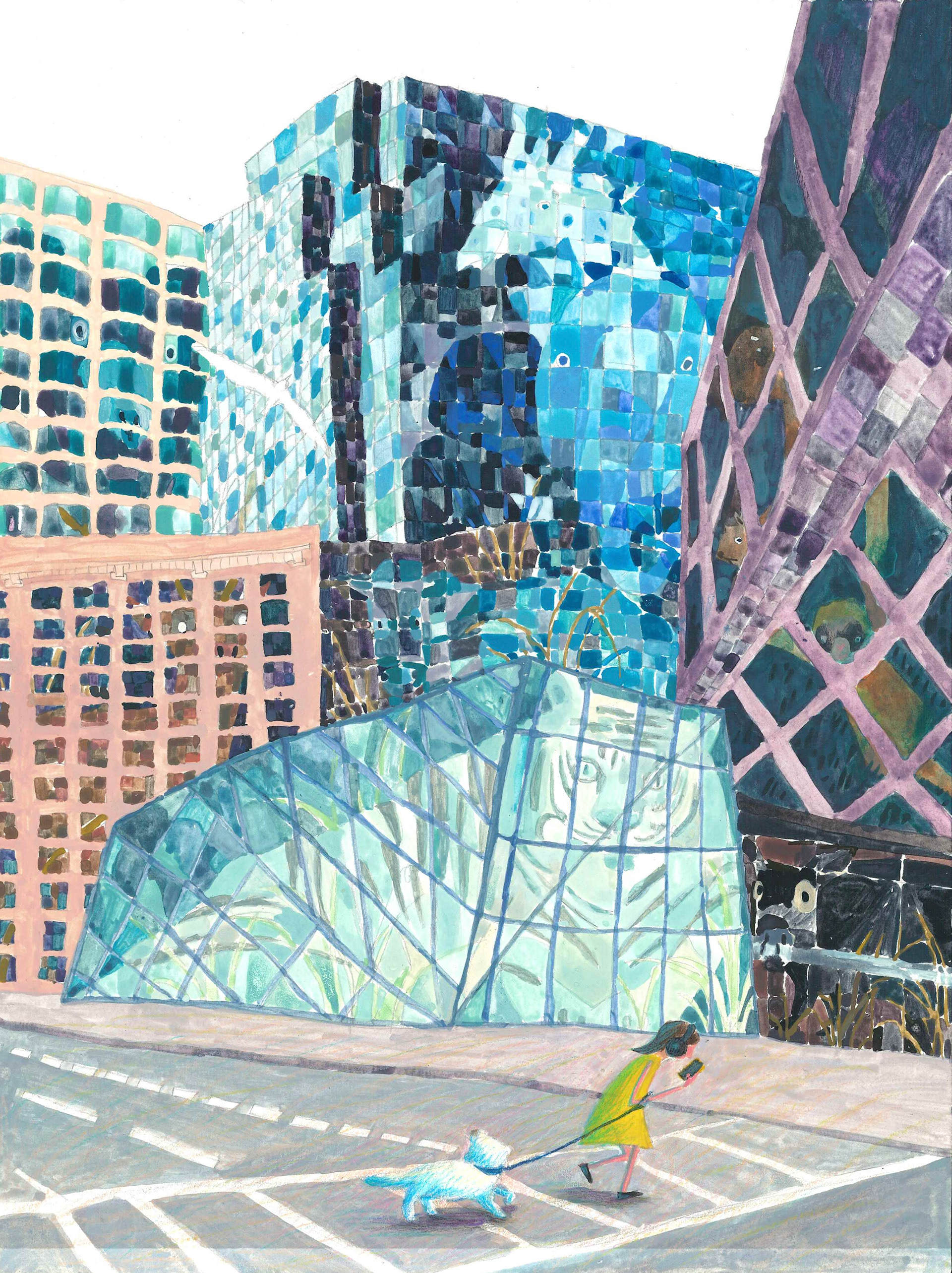 Cityscape, gouache, 2026