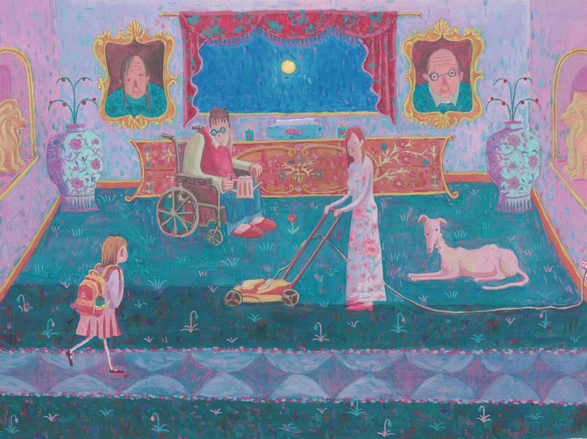 Going to School (gouache and watercolor), 2025