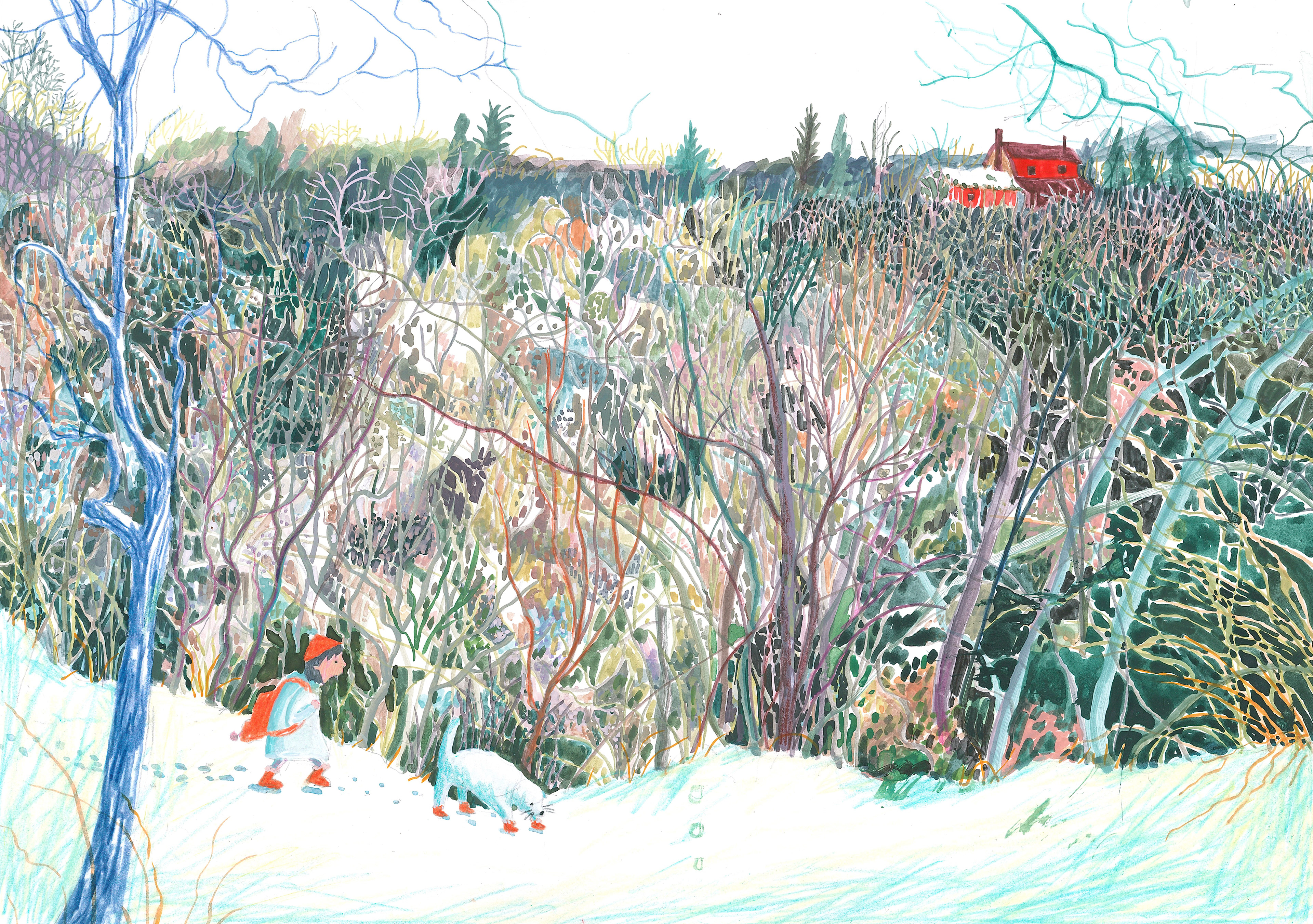 Walking Picasso (acrylic gouache), 2025