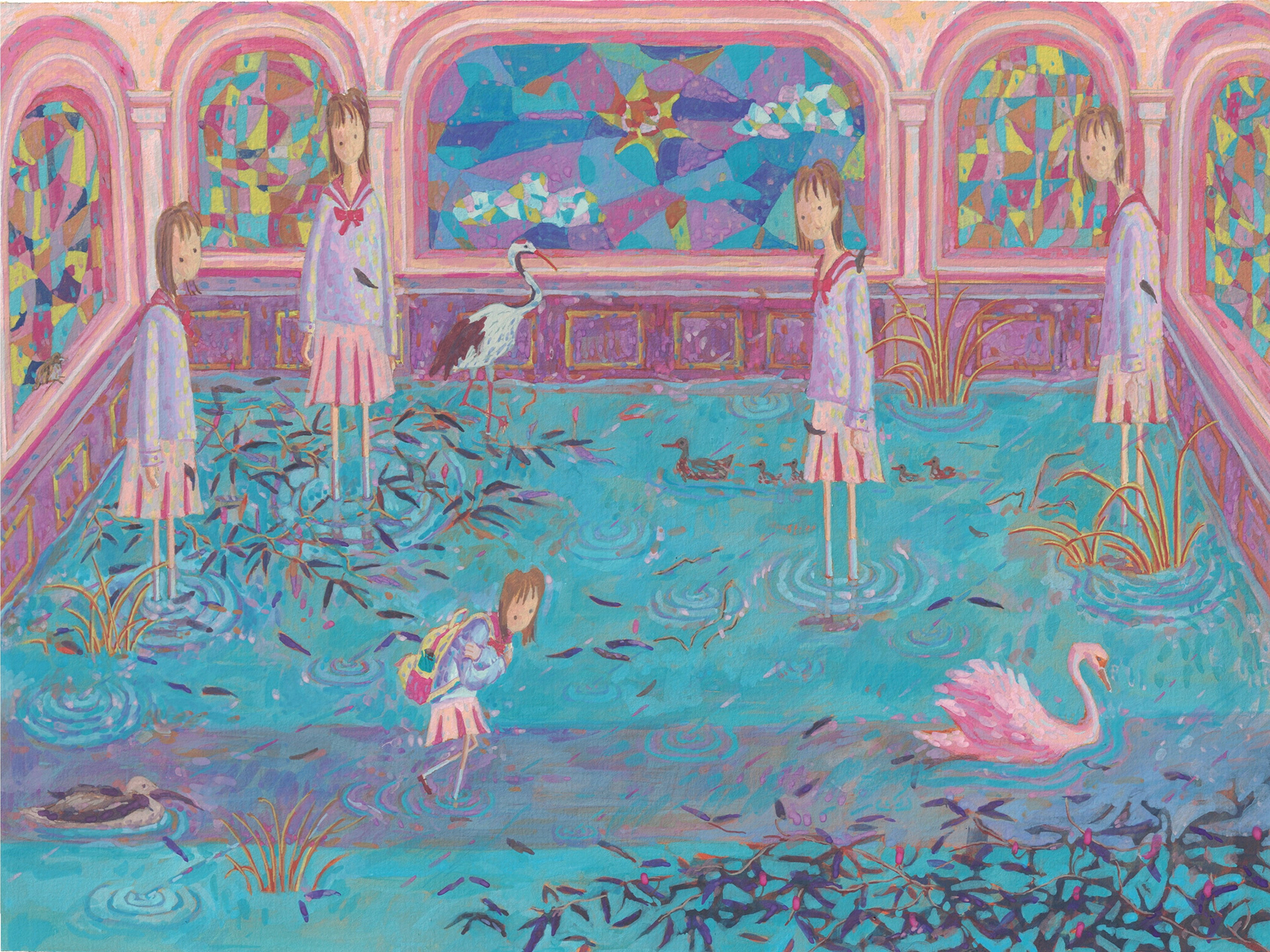 Going to School (gouache); Featured in Sine Theta Magazine Issue 34, 2025