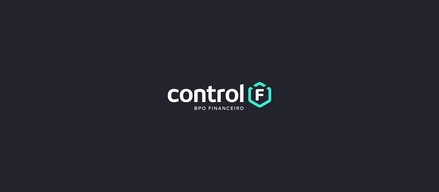 Logo da Control F - BPO Financeiro, branca em fundo escuro.