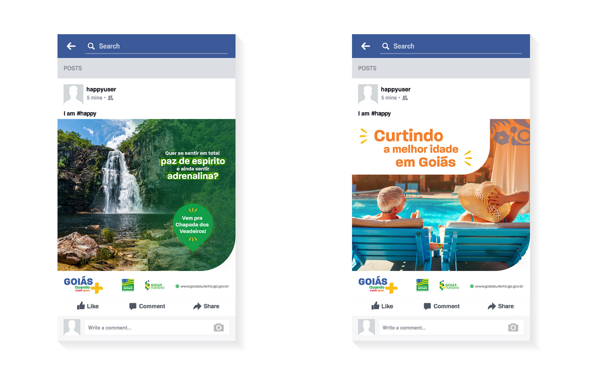 Posts da Campanha "Goiás, quando você quer +" para rede social.