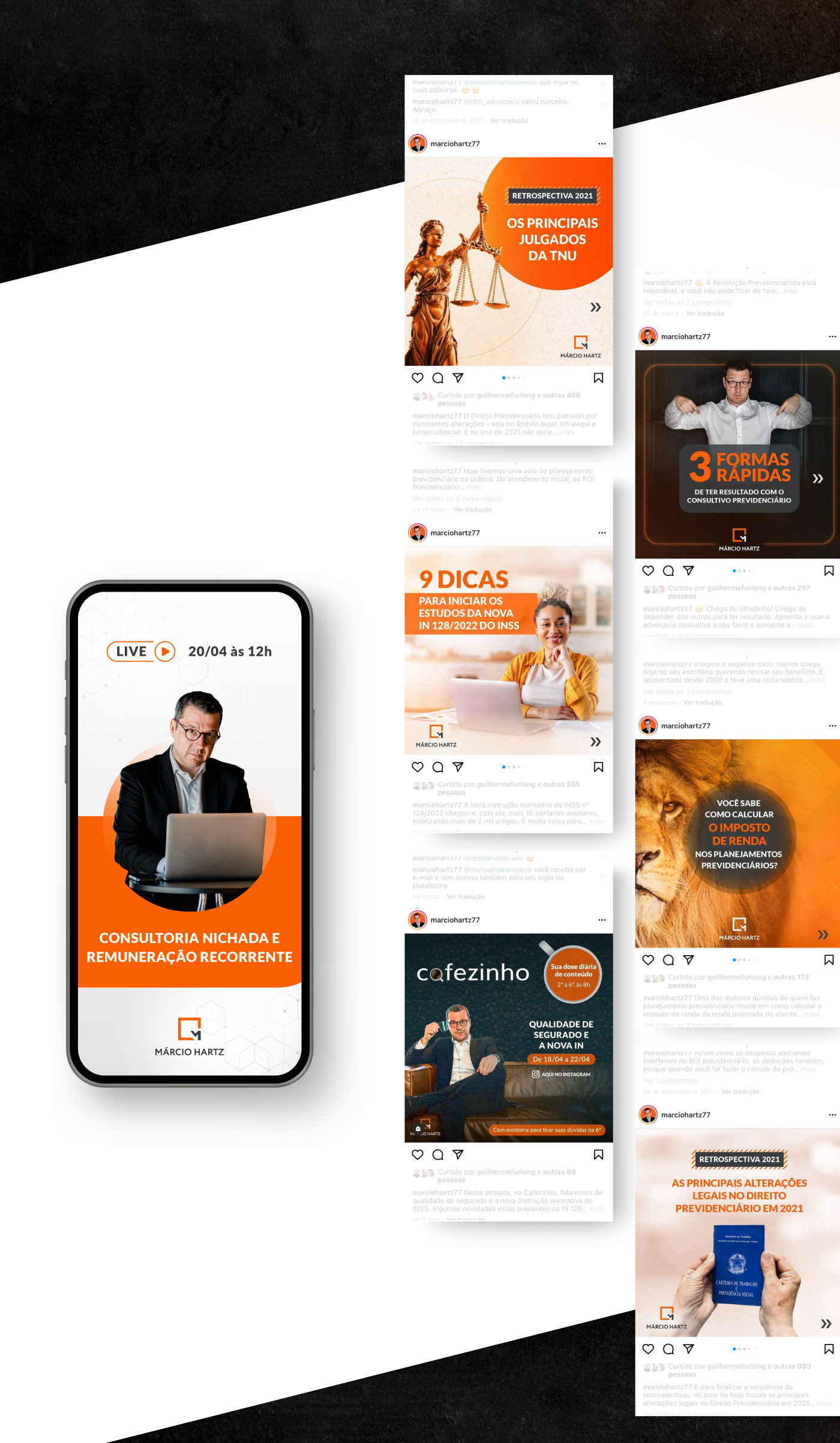 Posts para Instagram de Márcio Hartz, advogado previdenciarista.