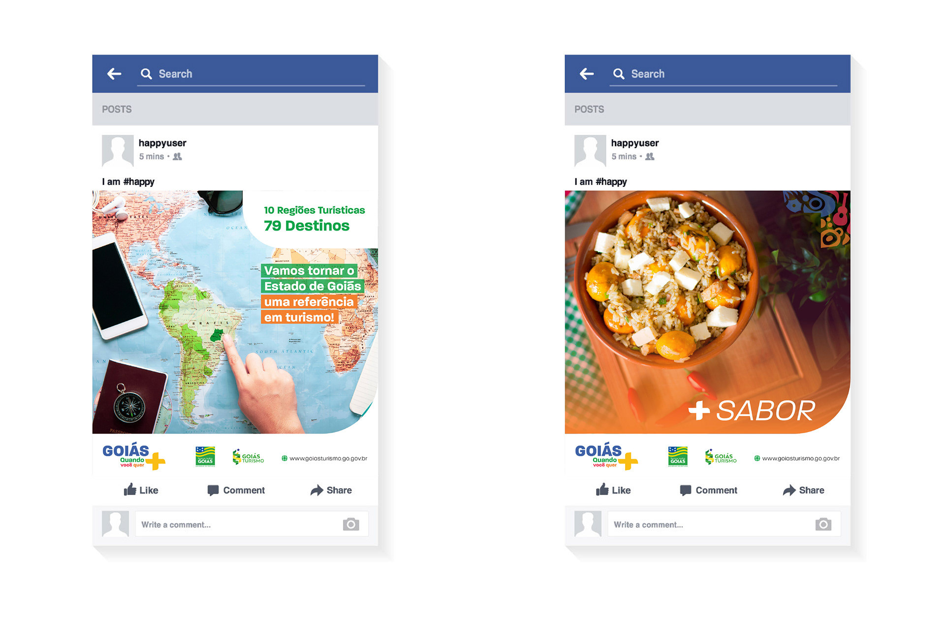 Posts da Campanha "Goiás, quando você quer +" para rede social.