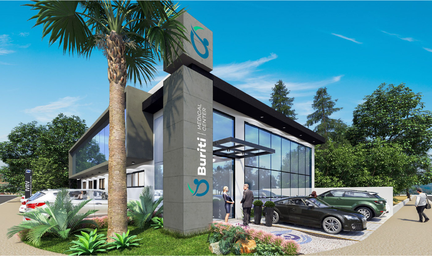 Fachada do Buriti - Medical Center, logo em estrutura vertical.