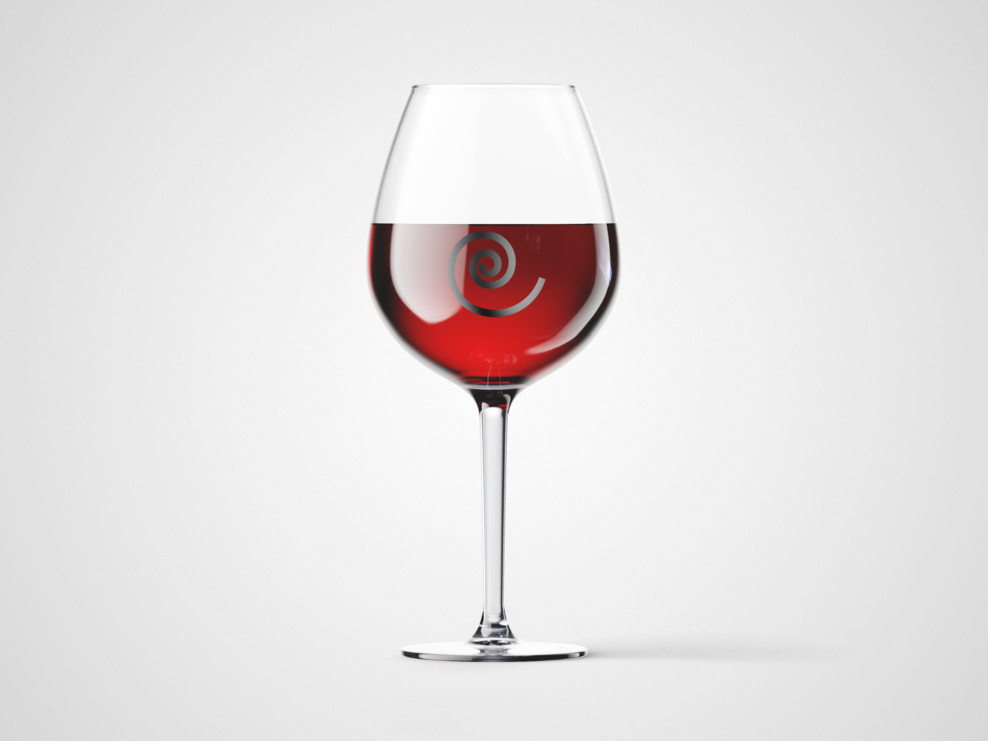 A glass of red wine with the Smackie Wines swirl.
