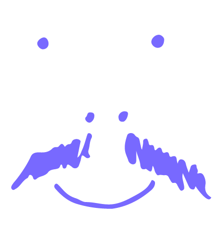 A hand-drawn smiley face with a moustache inviting me to click on it...