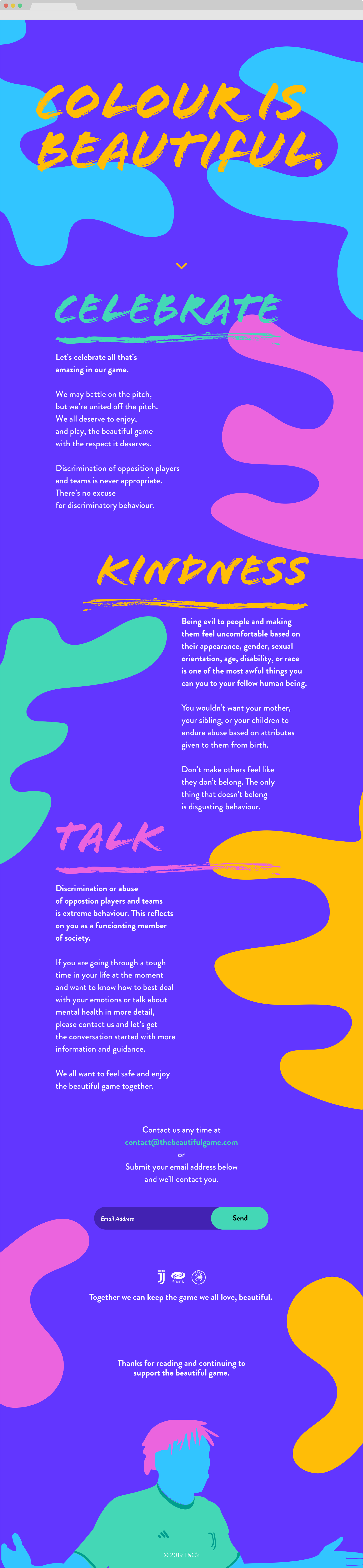 The colouful microsite for the Colour is Beautiful campaign that has information about racial discrimination and mental health awareness.