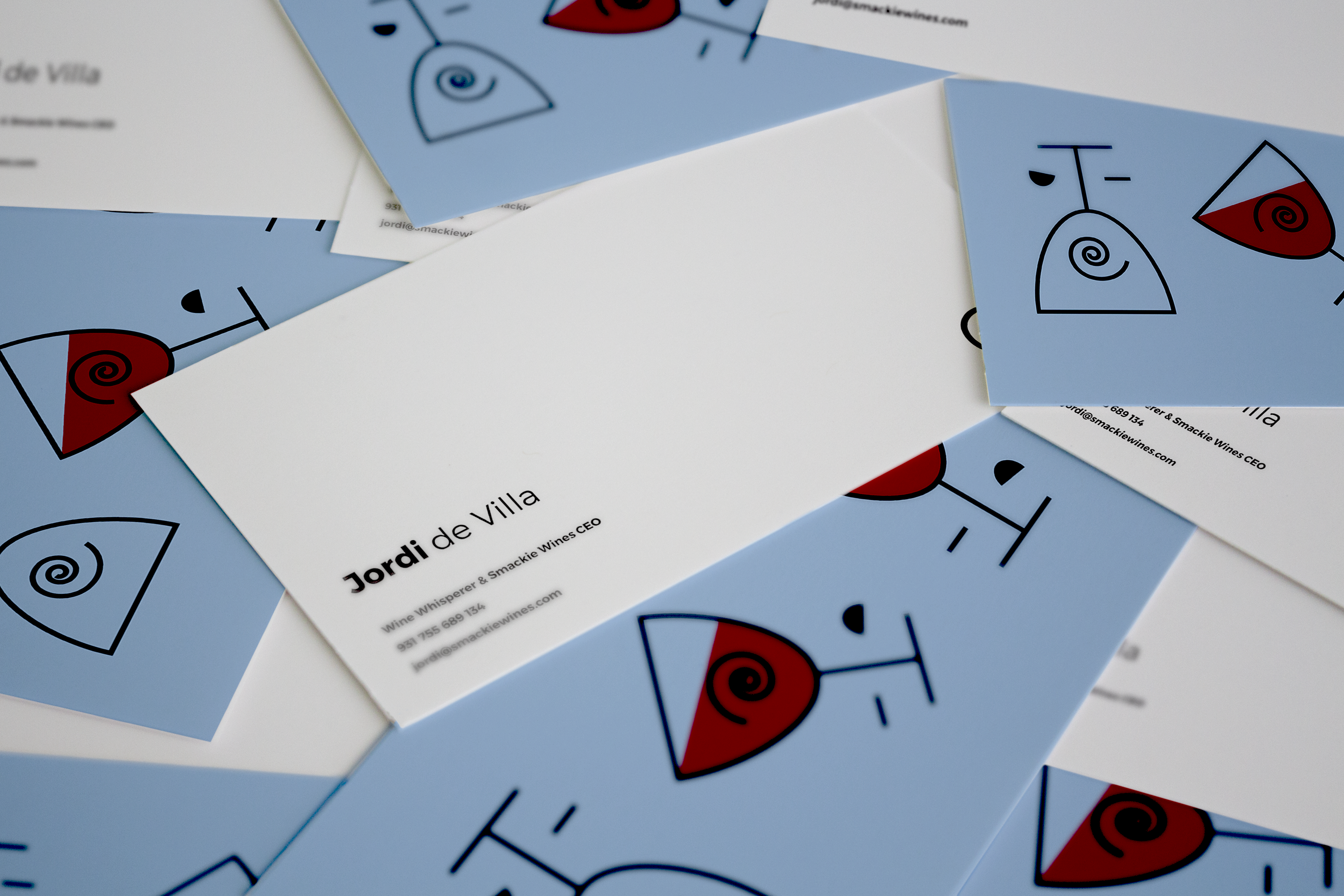Business cards for the wine whisperer of Smackie Wines.