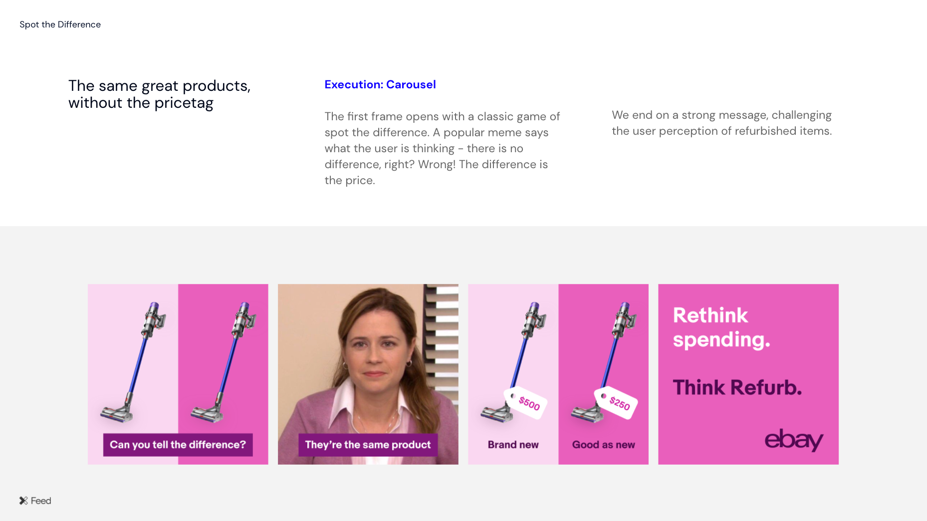 Examples of the Think Refurb campaign featuring the Pam Office meme with the same product for very different prices.