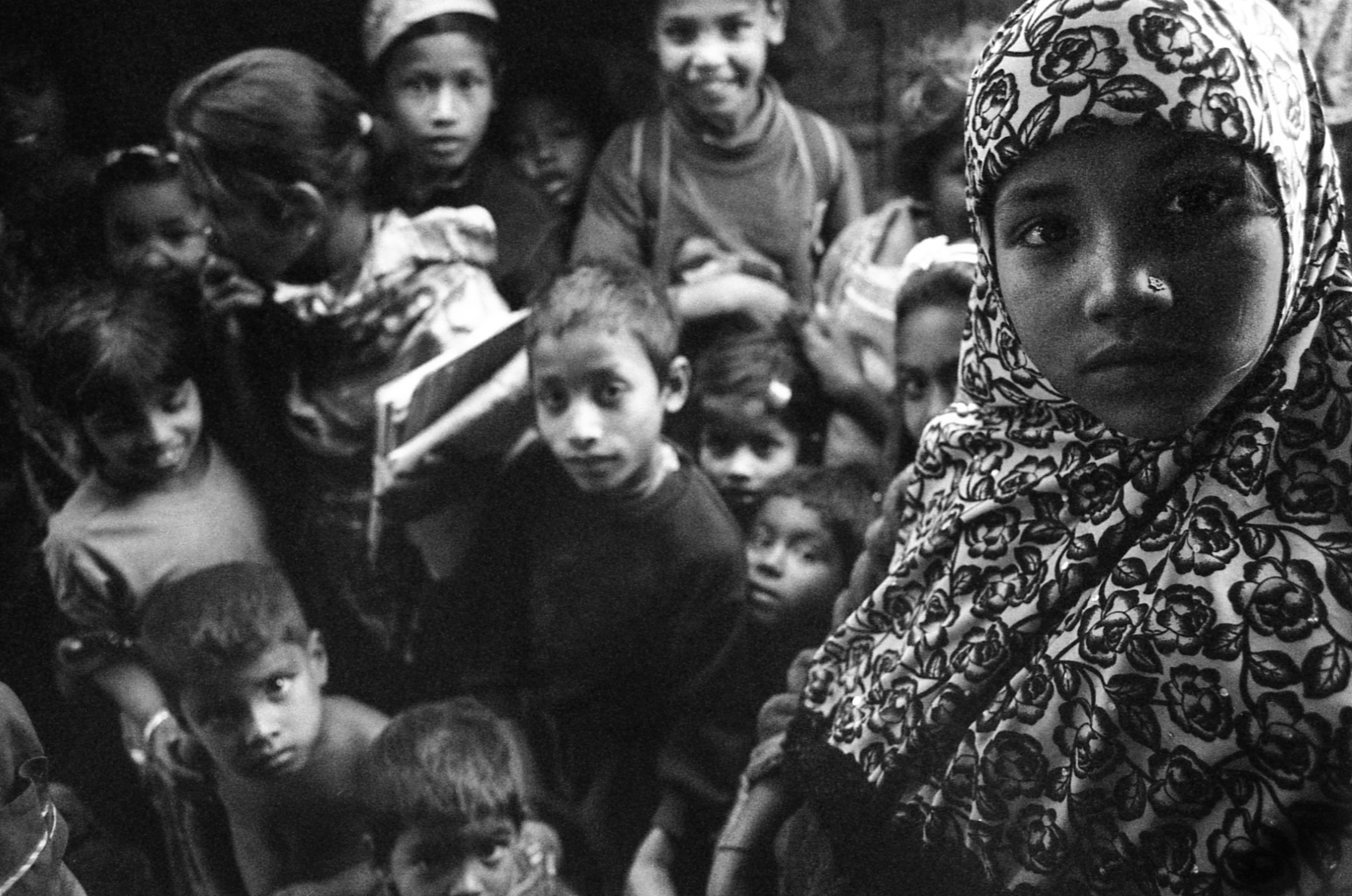 Leda Camp, Teknaf, Bangladesh. Rohingya kids gathering in the alley for a photo.