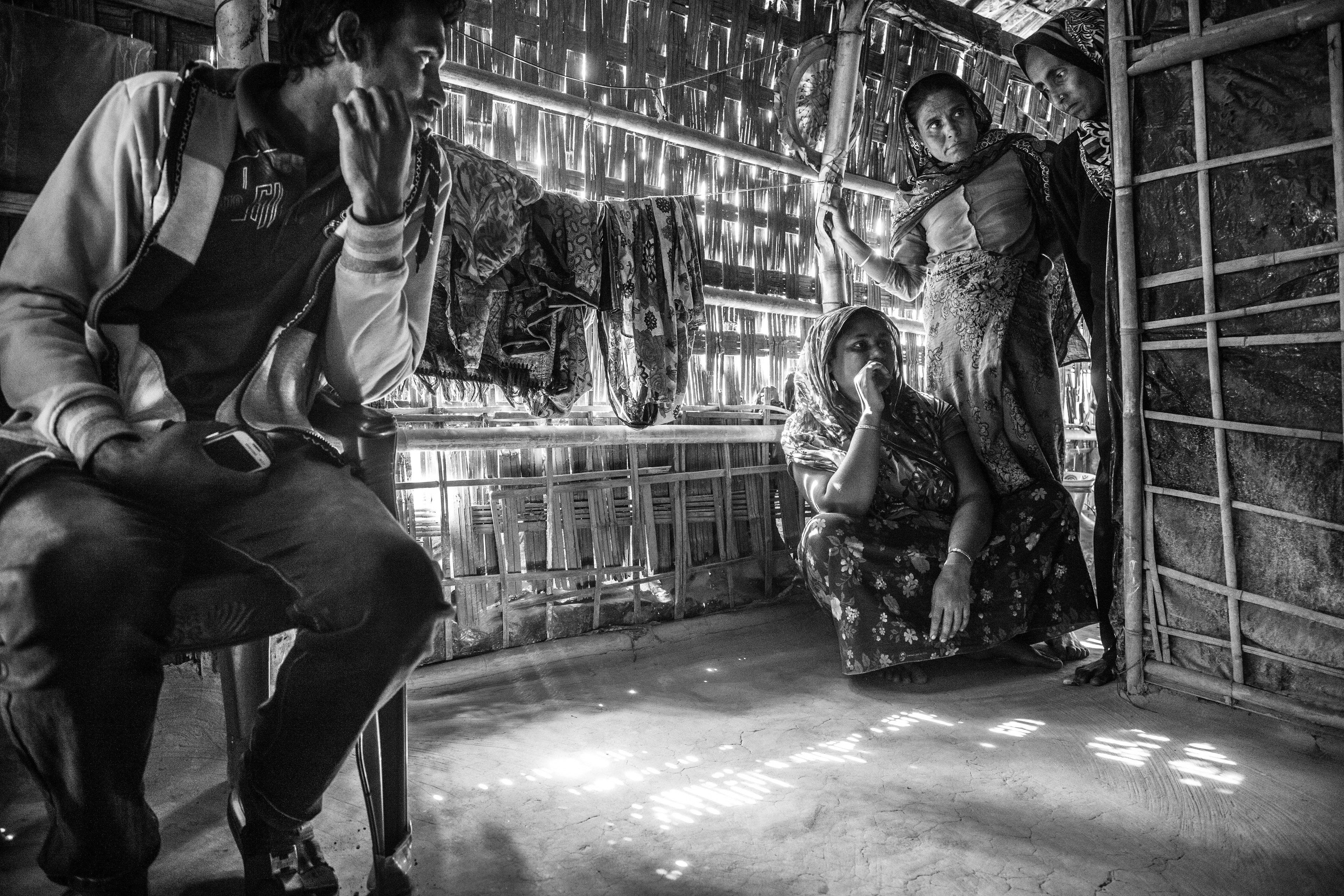 "Vulnerable." Shaforidip, Bangladesh. Jan 2016. Shaforidip is a small port and fishing village at the end of the Teknaf peninsula. A few thousand Rohingya have ended up here, building and occupying homes vulnerable to the weather. Many men work at the docks, in construction, or on rickety fishing boats. Exploited because of their statelessness, the Rohingyas’ wages are about half of those that the Bengalis receive.