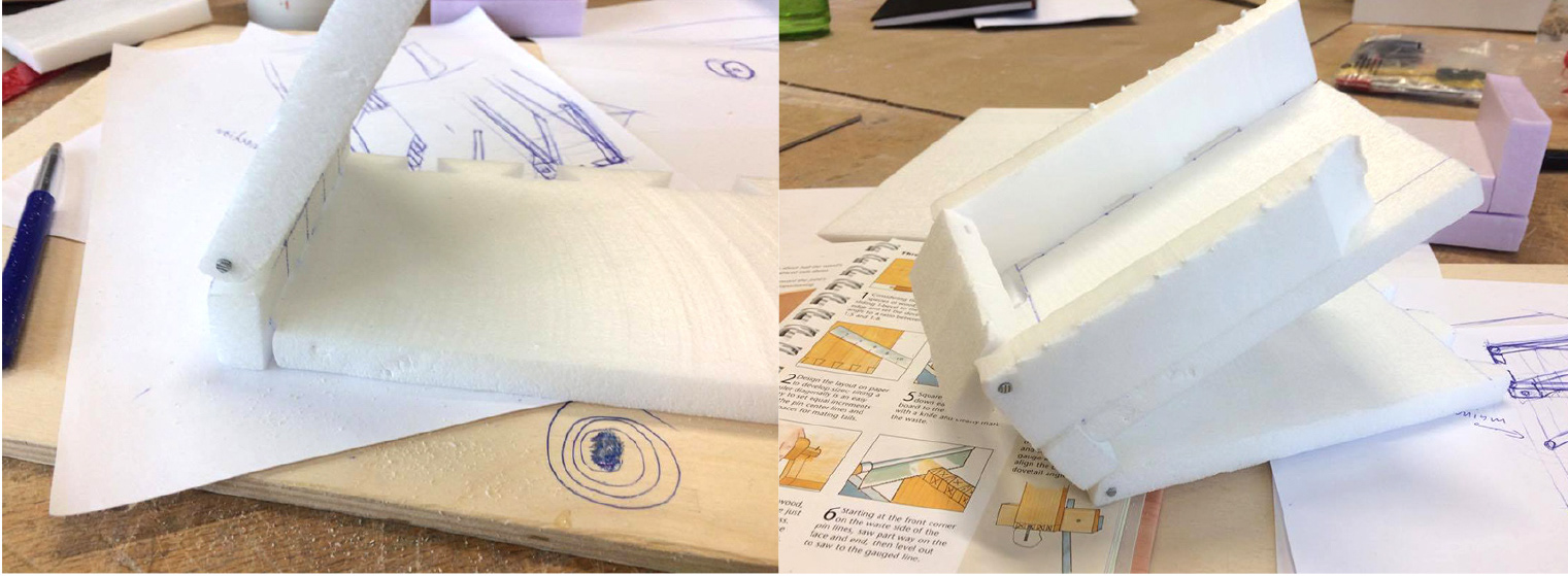 Testing the joints and functionalities first on foam.