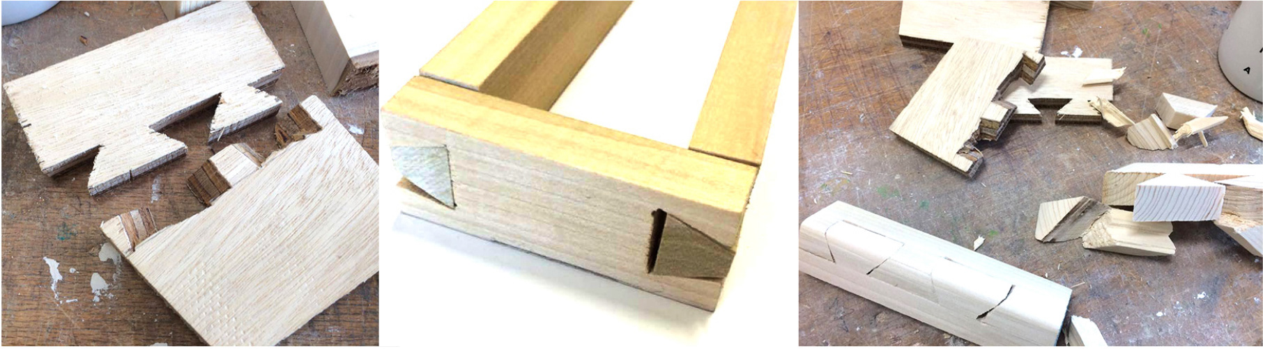 Several attempts on mastering the wood joints.