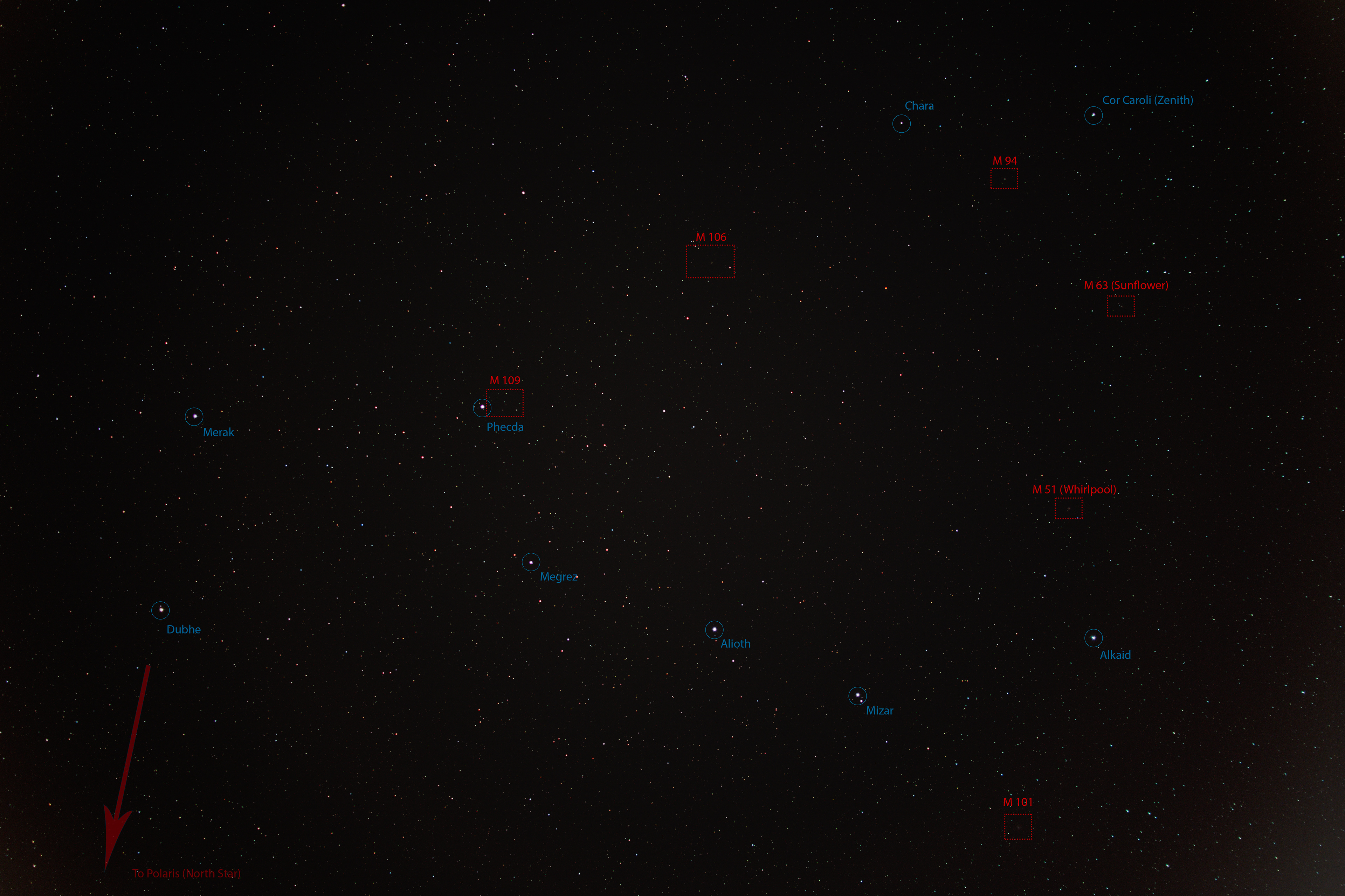 Ursa Major (Big Dipper) - Labelled