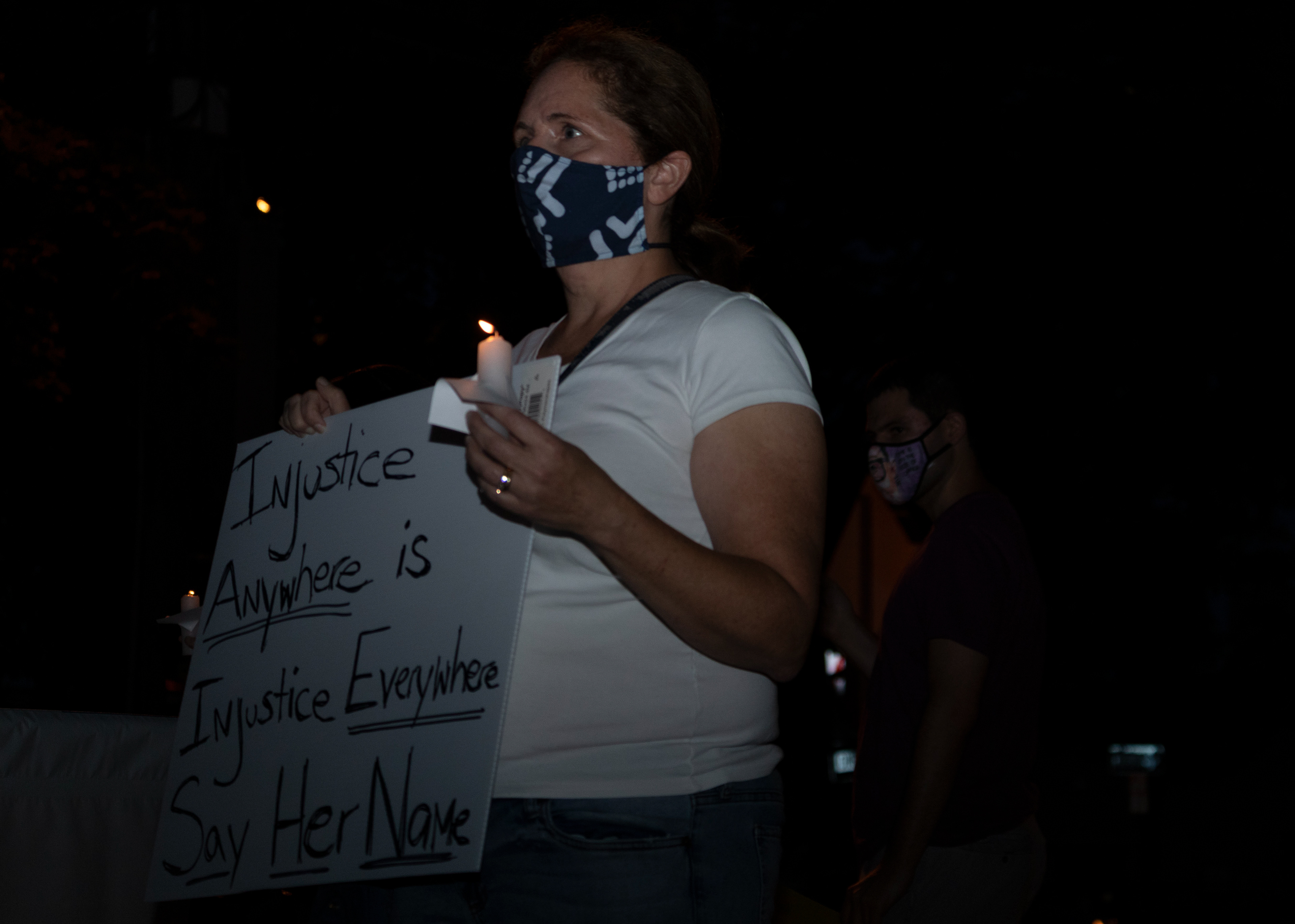 RASE NJ protesters peacefully stand outside Ramsey town hall during a phone call in to the town council. (Photo/Sunah Choudhry)