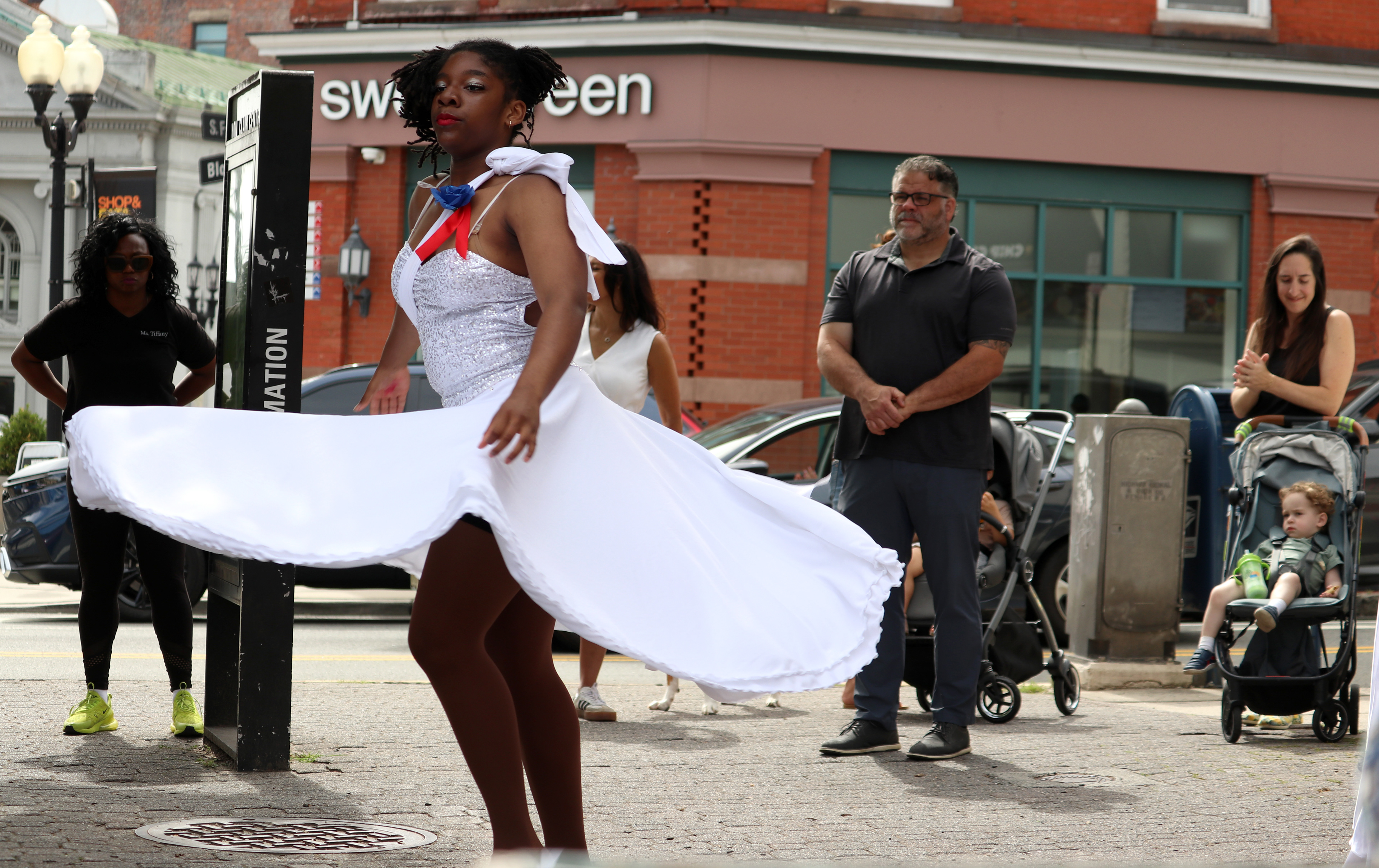 MONTCLAIR, NJ 06/19/2026 JUNETEENTH FLAG RAISING: Students from Beyond the Boogie Dance Company perform at Montclair’s Juneteenth flag raising ceremony on Church Street. Photo by Sunah Choudhry.