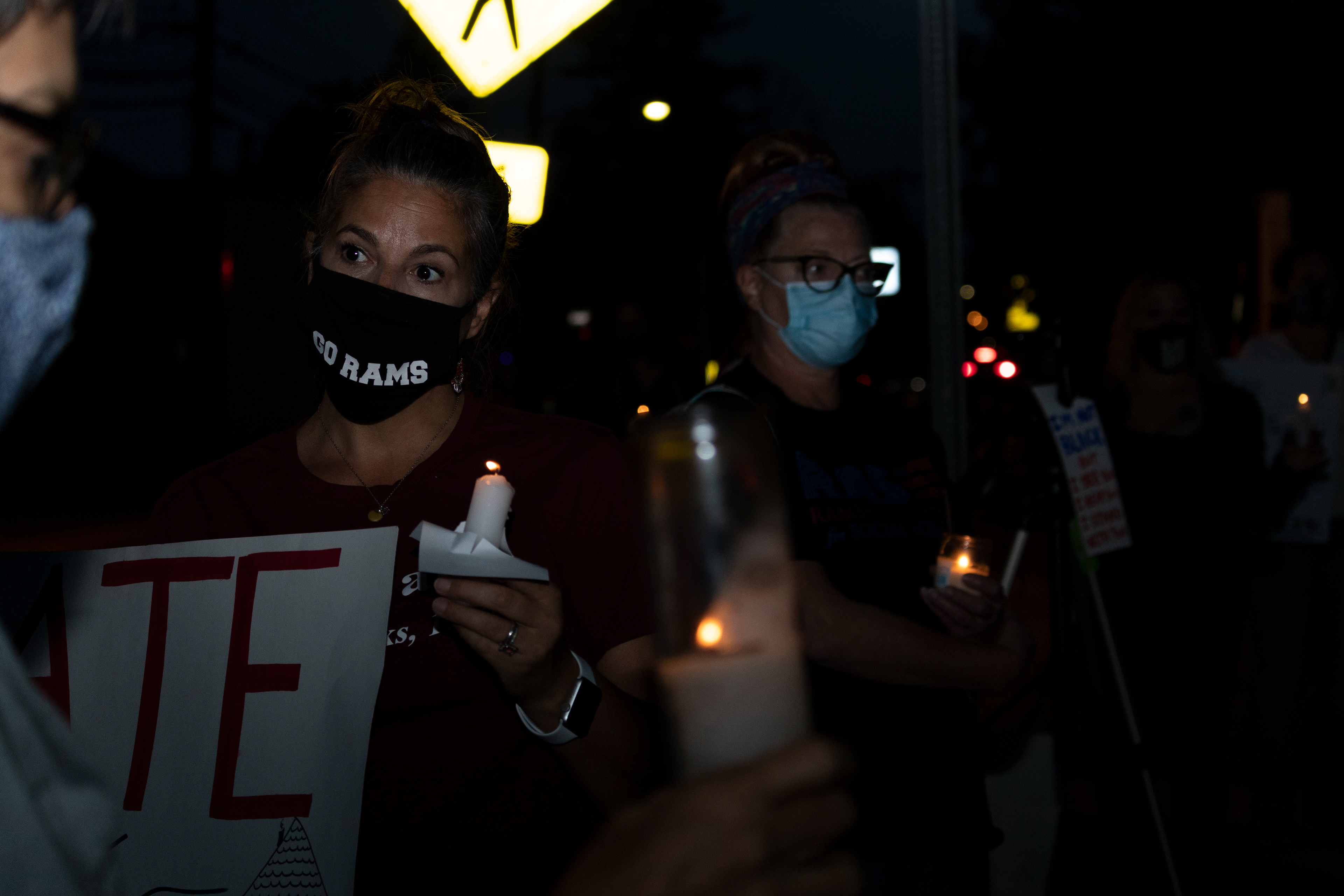 RASE NJ protesters peacefully stand outside Ramsey town hall during a phone call in to the town council. (Photo/Sunah Choudhry)