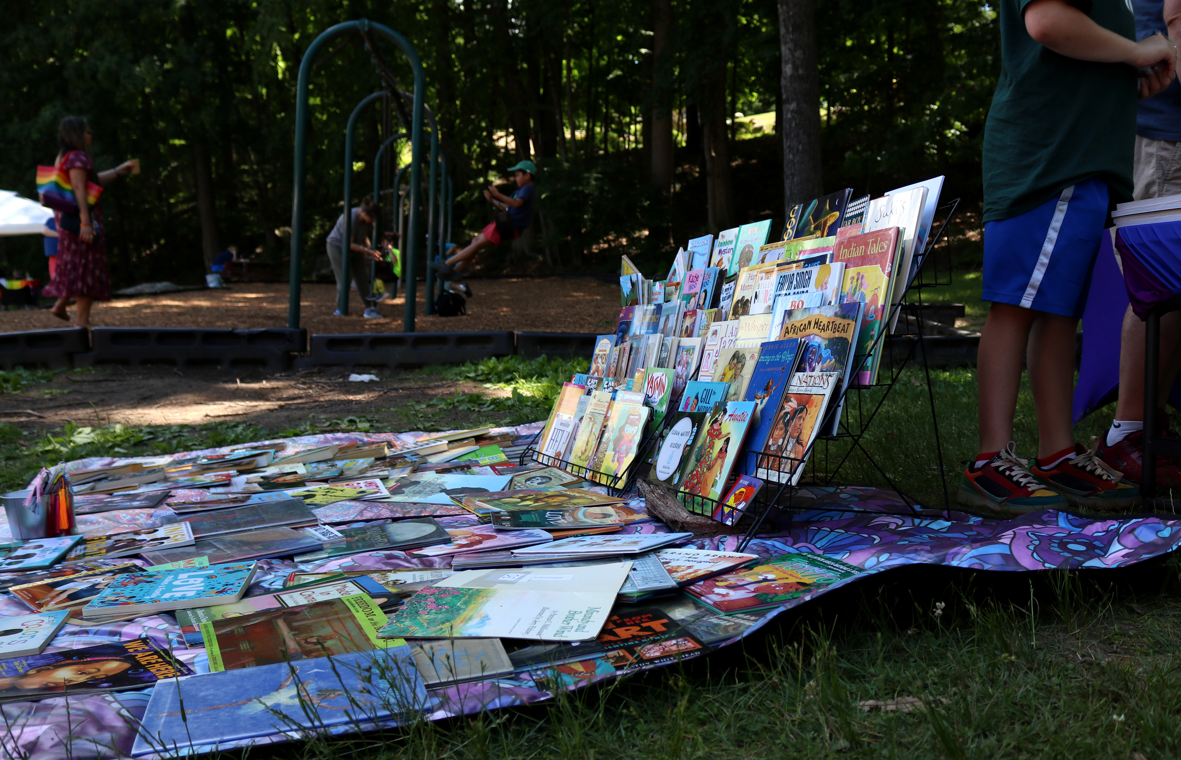 BOONTON, NJ 06/20/2026 BOONTON PRIDE AT GRACE LORD PARK: Free books from a collection of banned titles are available to attendees. Boonton residents and visitors gather to celebrate Pride, hear from speakers and watch performances by the Mayo Performing Arts Company.