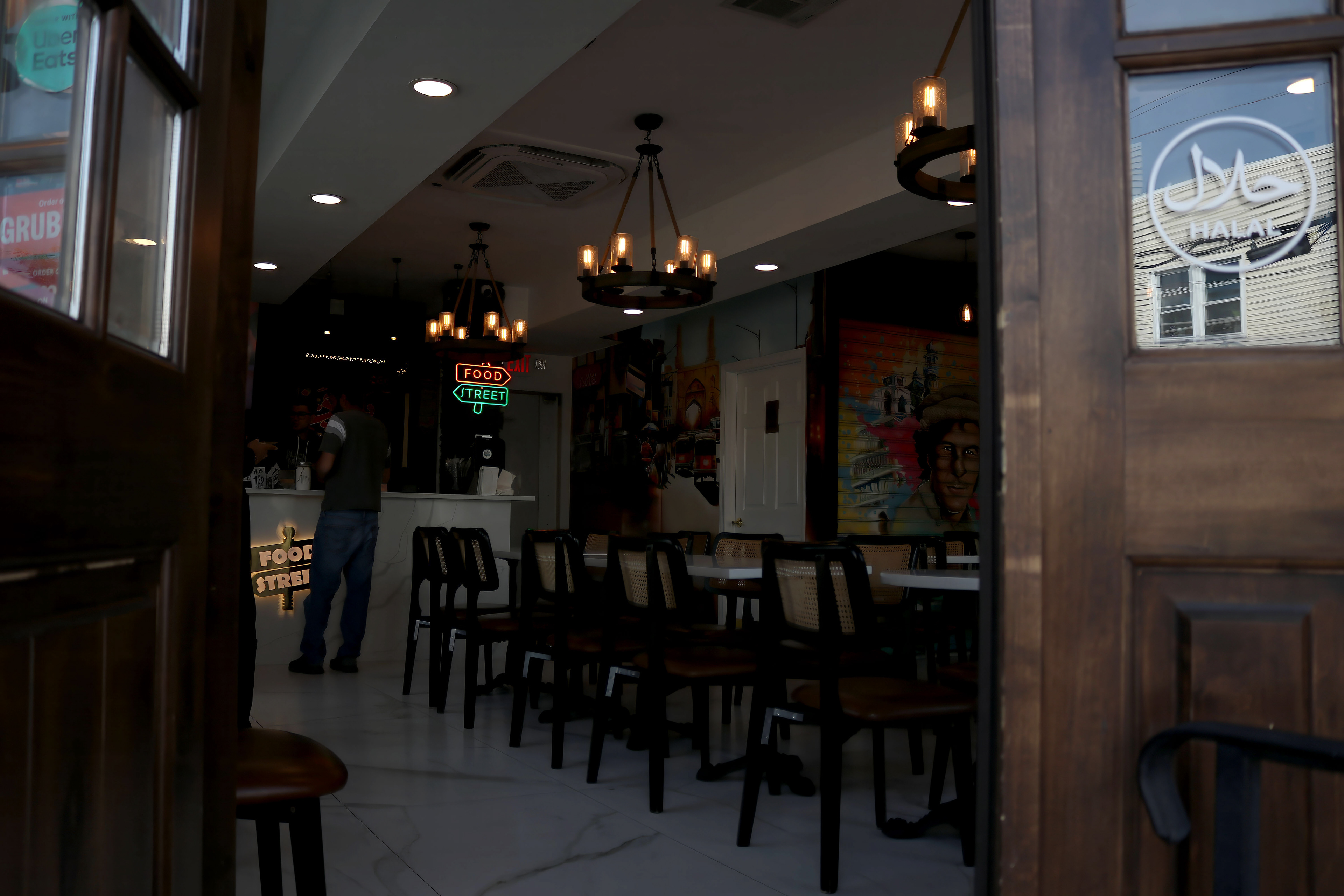 Food Street displays it's halal symbol on the front door before you walk in. Photo by Sunah Choudhry.